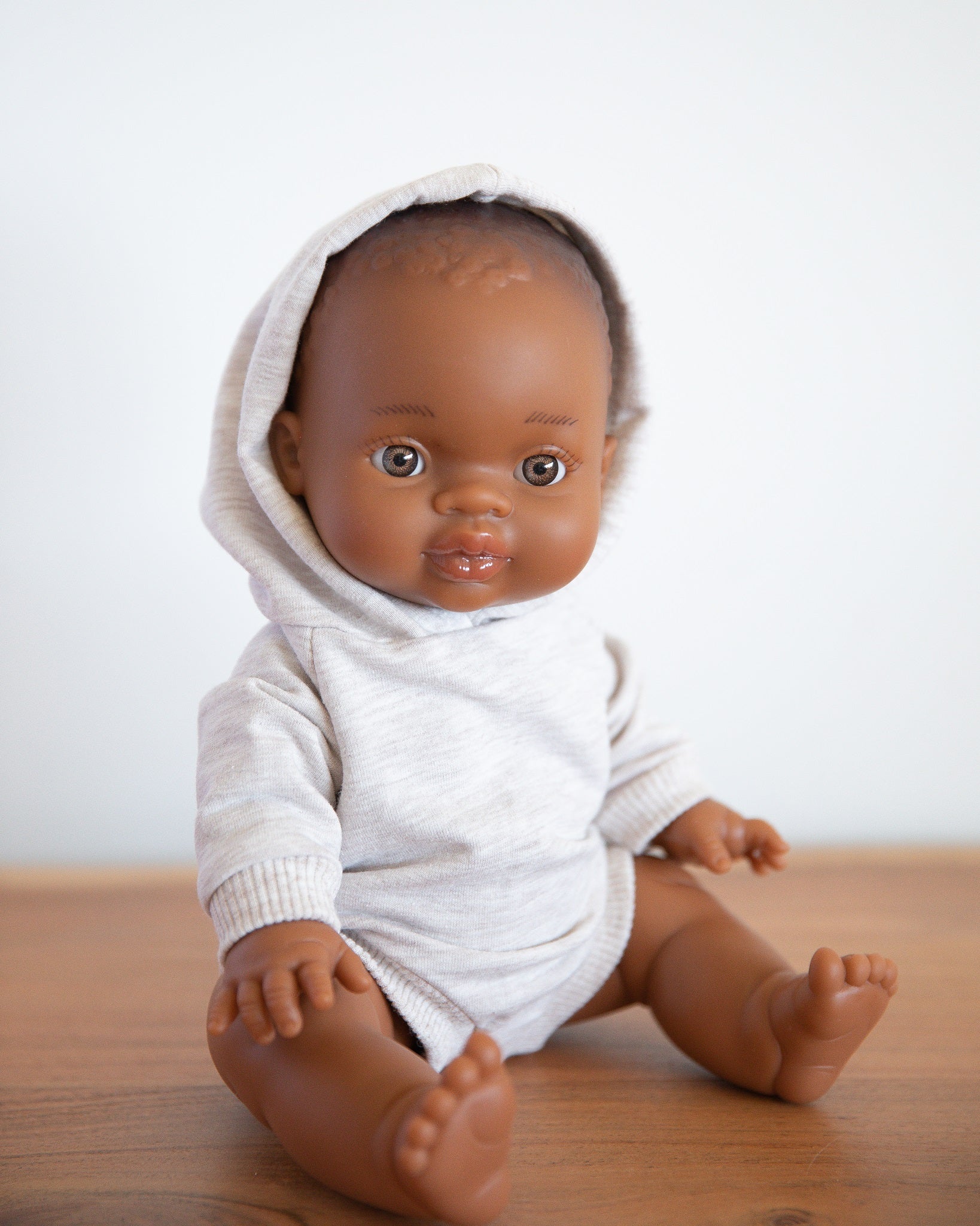 Minikane Doll Clothes | Baby Doll Sweatshirt Jumpsuit with a Hoodie (Grey) - Image 4