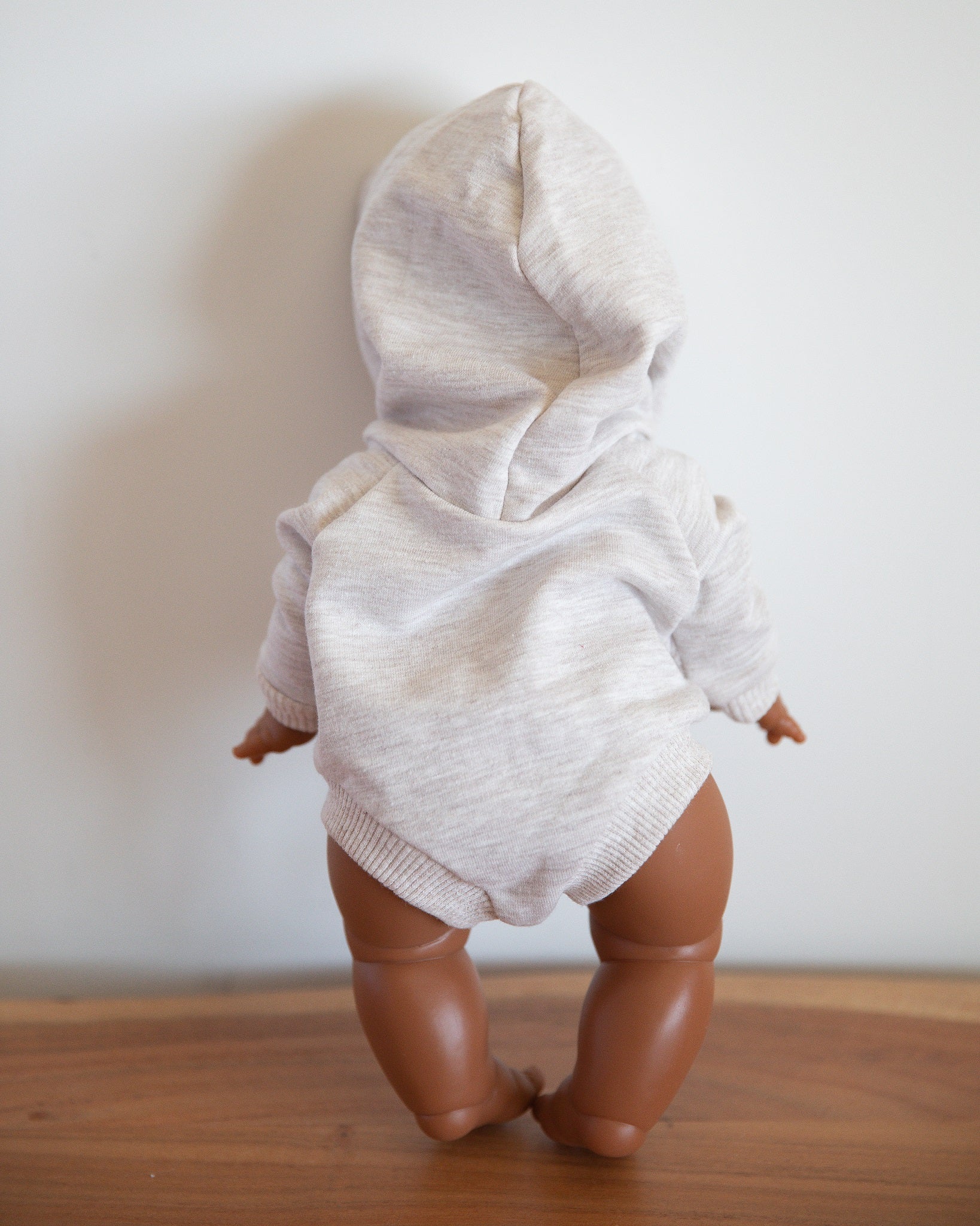Minikane Doll Clothes | Baby Doll Sweatshirt Jumpsuit with a Hoodie (Grey) - Image 5