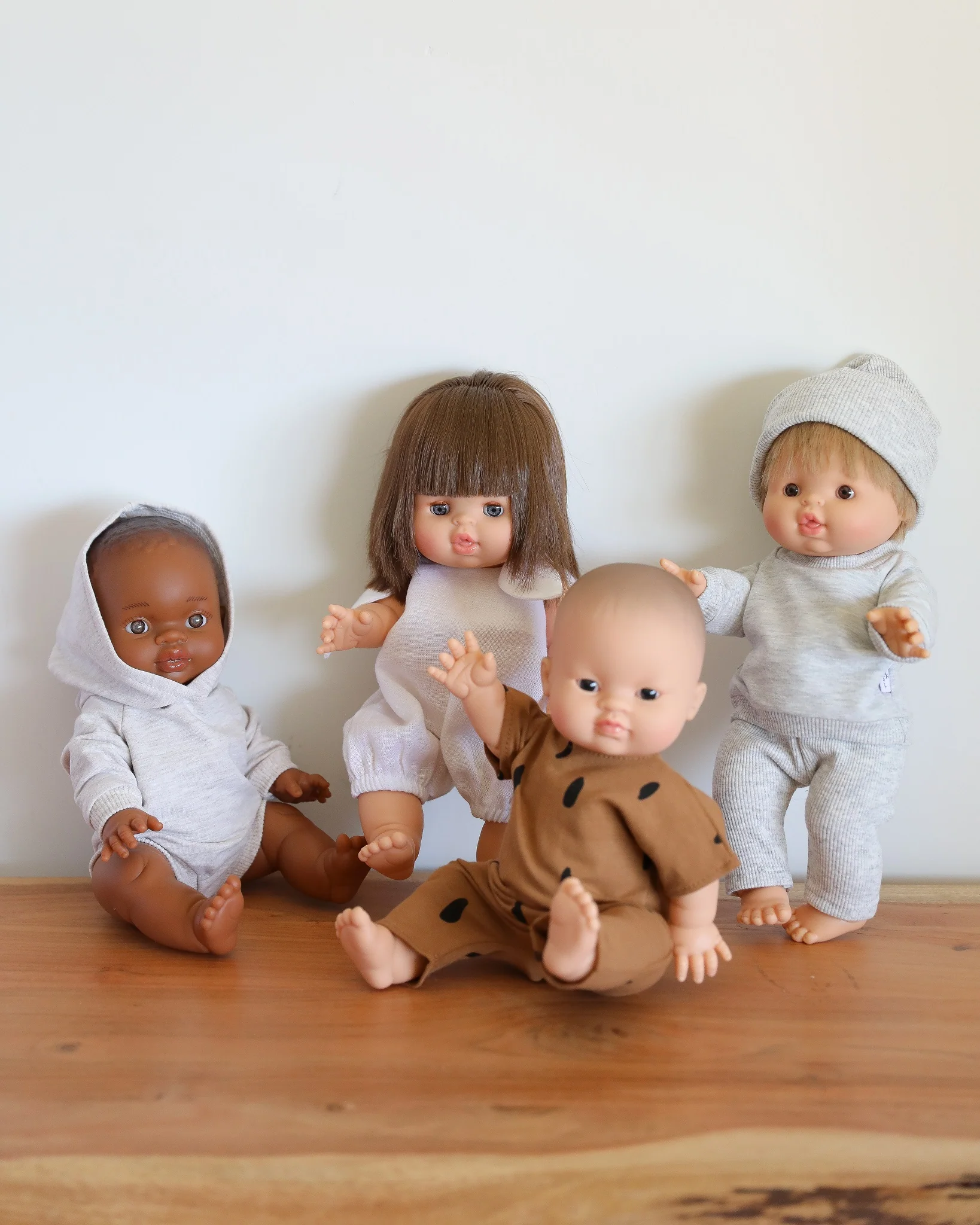 Minikane Doll Clothes | Baby Doll Sweatshirt Jumpsuit with a Hoodie (Grey) - Image 7