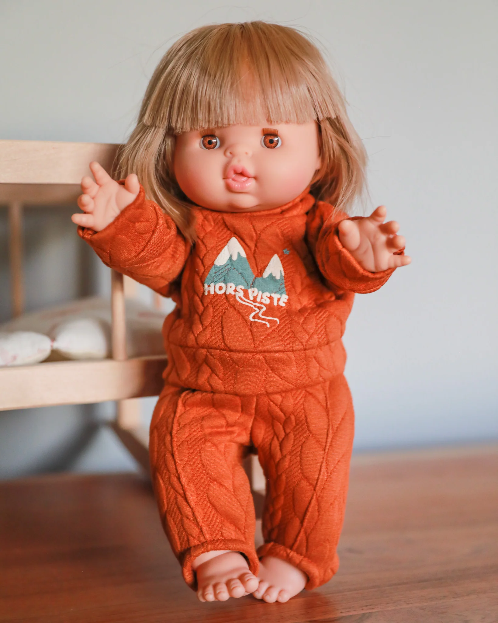 Minikane Doll Clothes | Doll Sweatshirt Set Hors Piste - Brown - Image 2