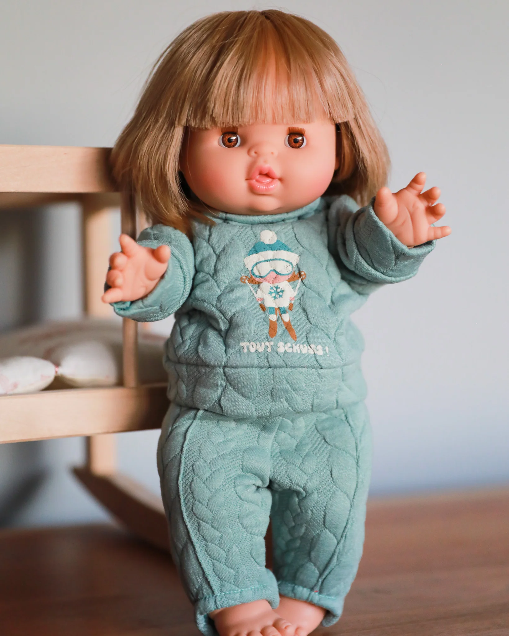 Minikane Doll Clothes | Doll Sweatshirt Set Tout Shouss! - Mint - Image 2