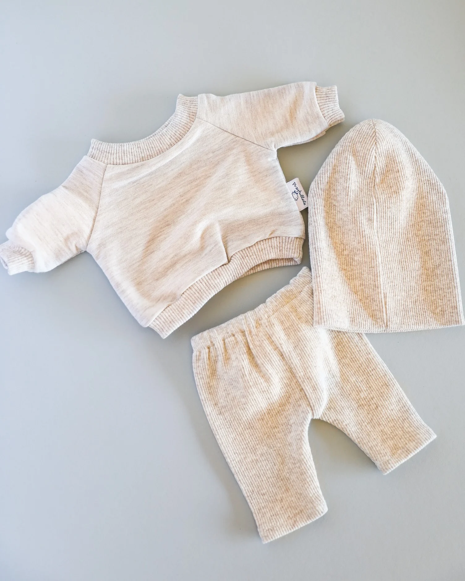 Minikane Doll Clothes | Doll Sweatshirt Set w/ Beanie - Beige - Image 2
