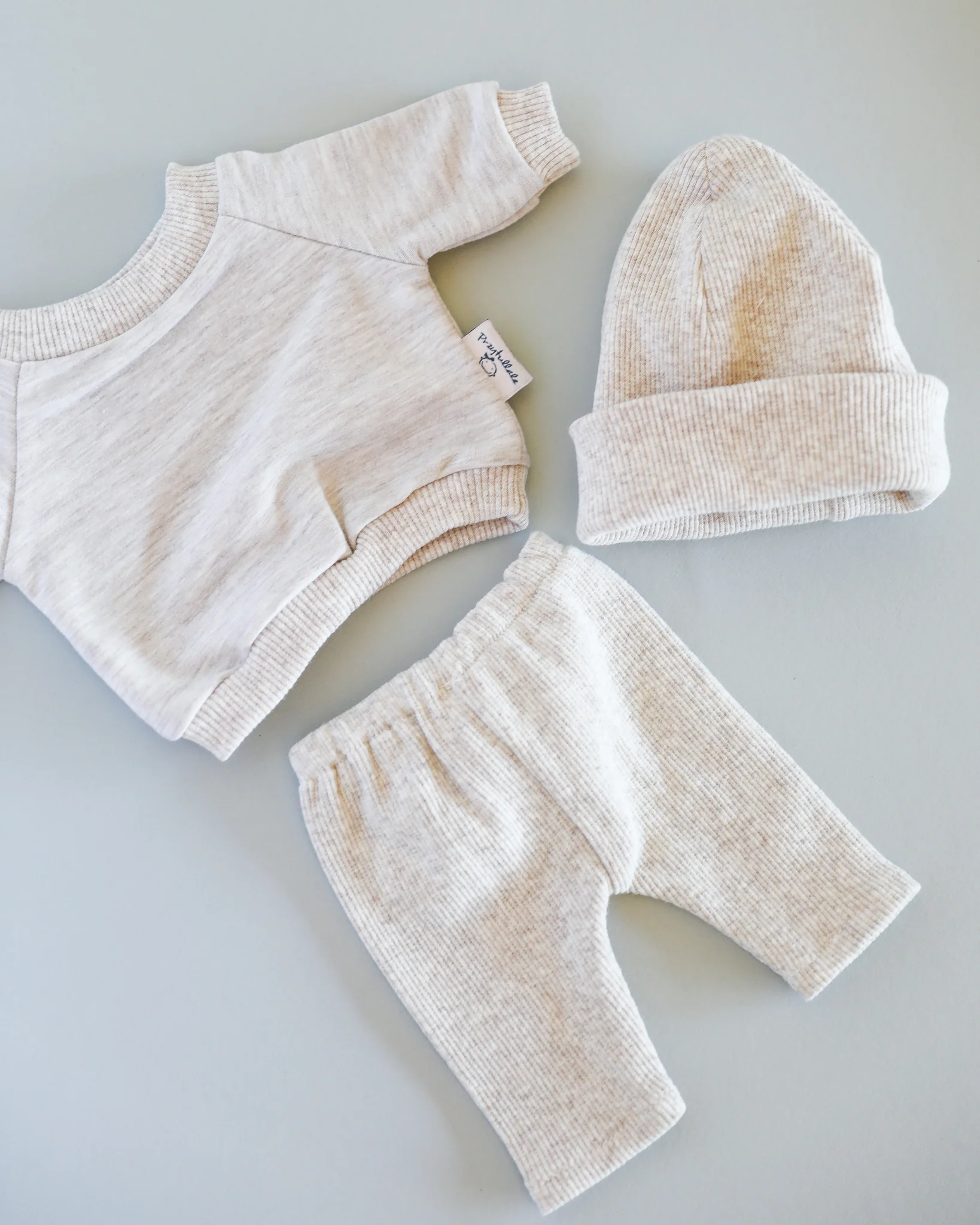 Minikane Doll Clothes | Doll Sweatshirt Set w/ Beanie - Beige - Image 3