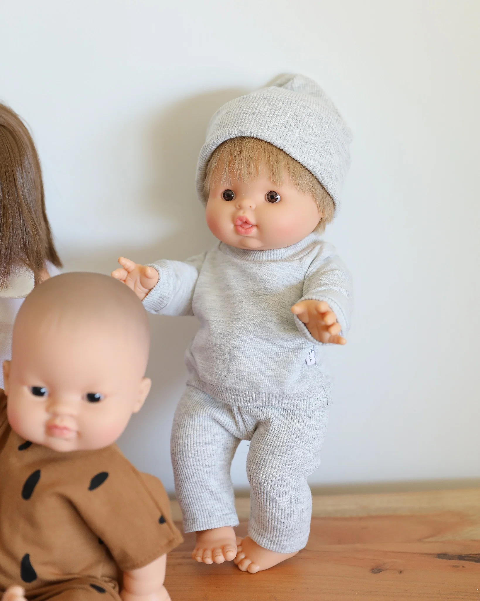 Minikane Doll Clothes | Doll Sweatshirt Set w/ Beanie - Grey - Image 5