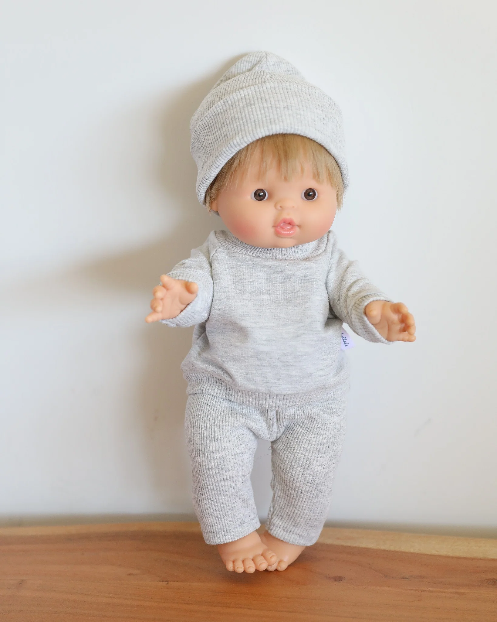 Minikane Doll Clothes | Doll Sweatshirt Set w/ Beanie - Grey - Image 6