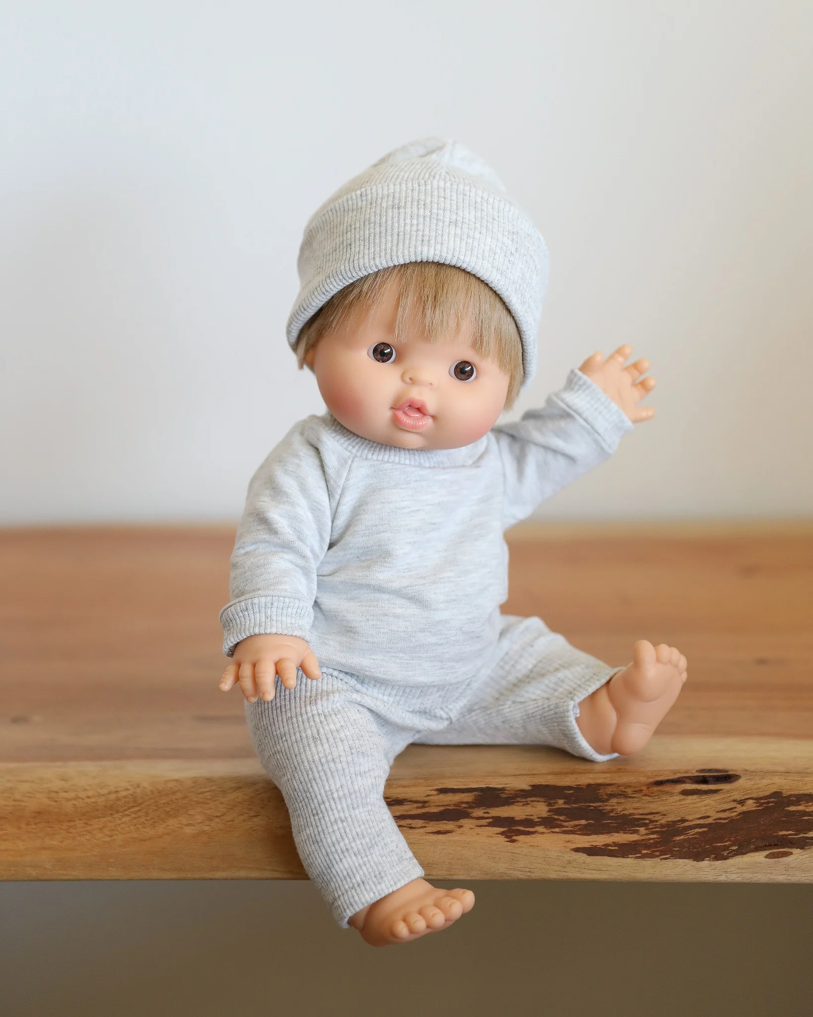 Minikane Doll Clothes | Doll Sweatshirt Set w/ Beanie - Grey - Image 8