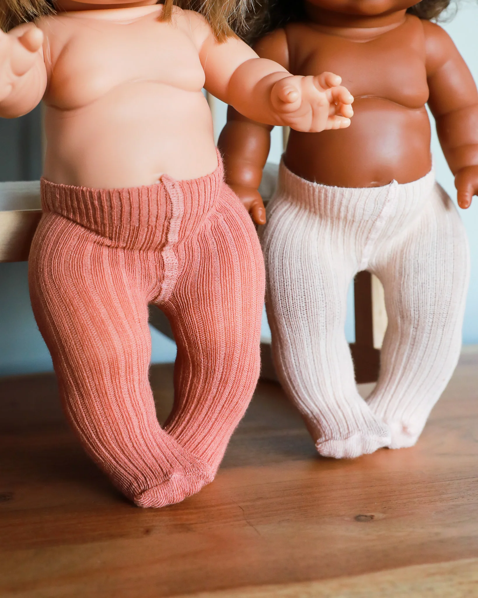 Minikane Doll Clothes | Baby Doll Tights - Rose/Blush (pair of 2) - Image 3
