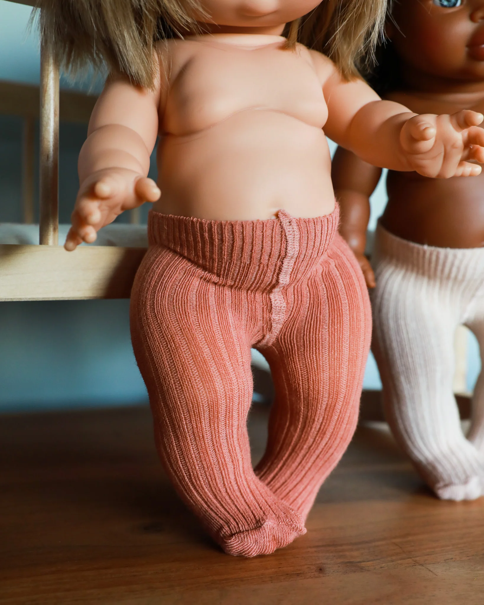 Minikane Doll Clothes | Baby Doll Tights - Rose/Blush (pair of 2) - Image 5