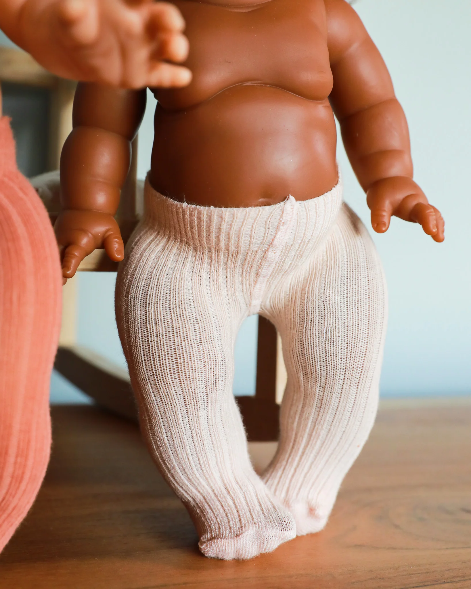 Minikane Doll Clothes | Baby Doll Tights - Rose/Blush (pair of 2) - Image 6