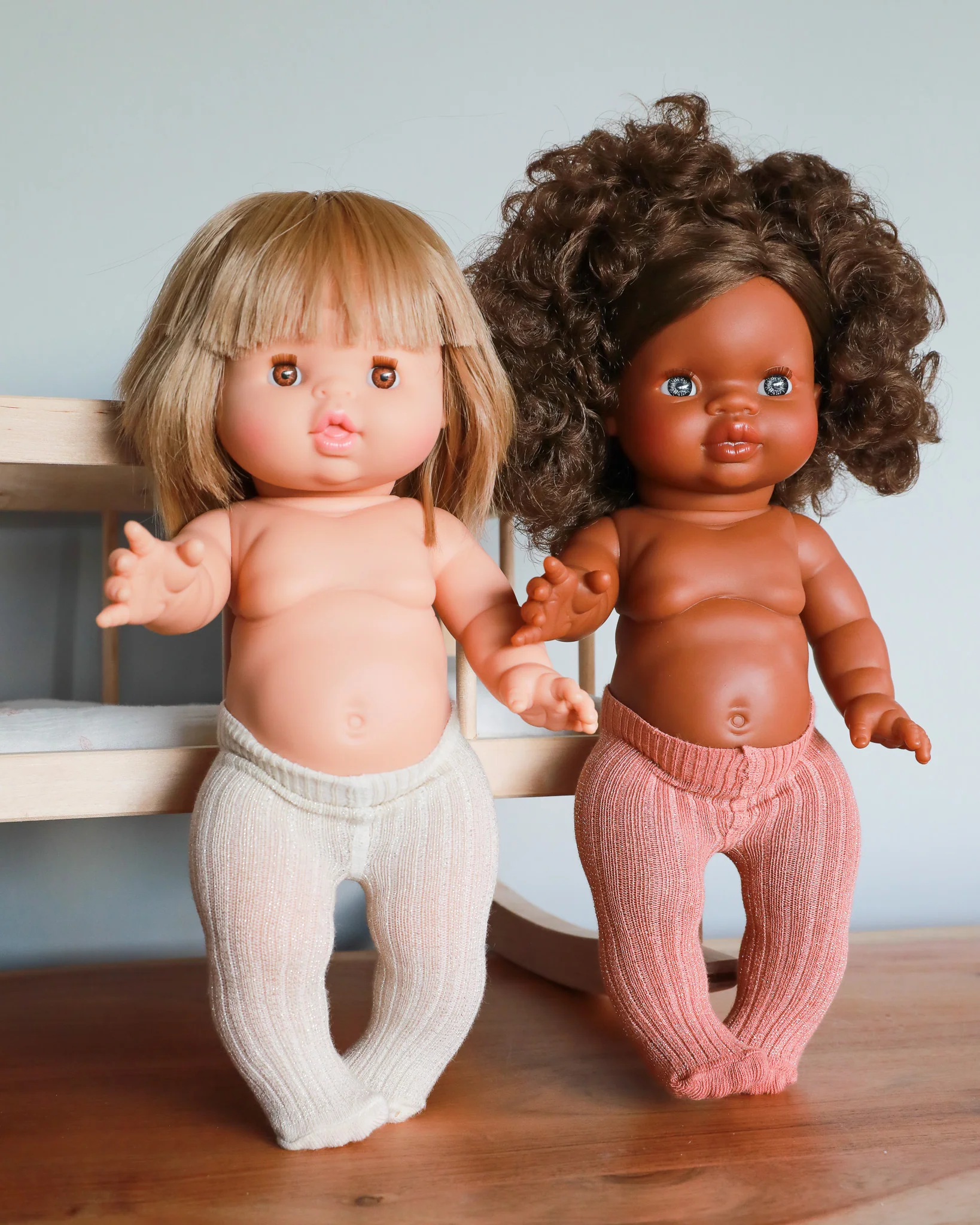 Minikane Doll Clothes | Doll Tights - Rose/Off-white Glitter (pair of 2) - Image 4
