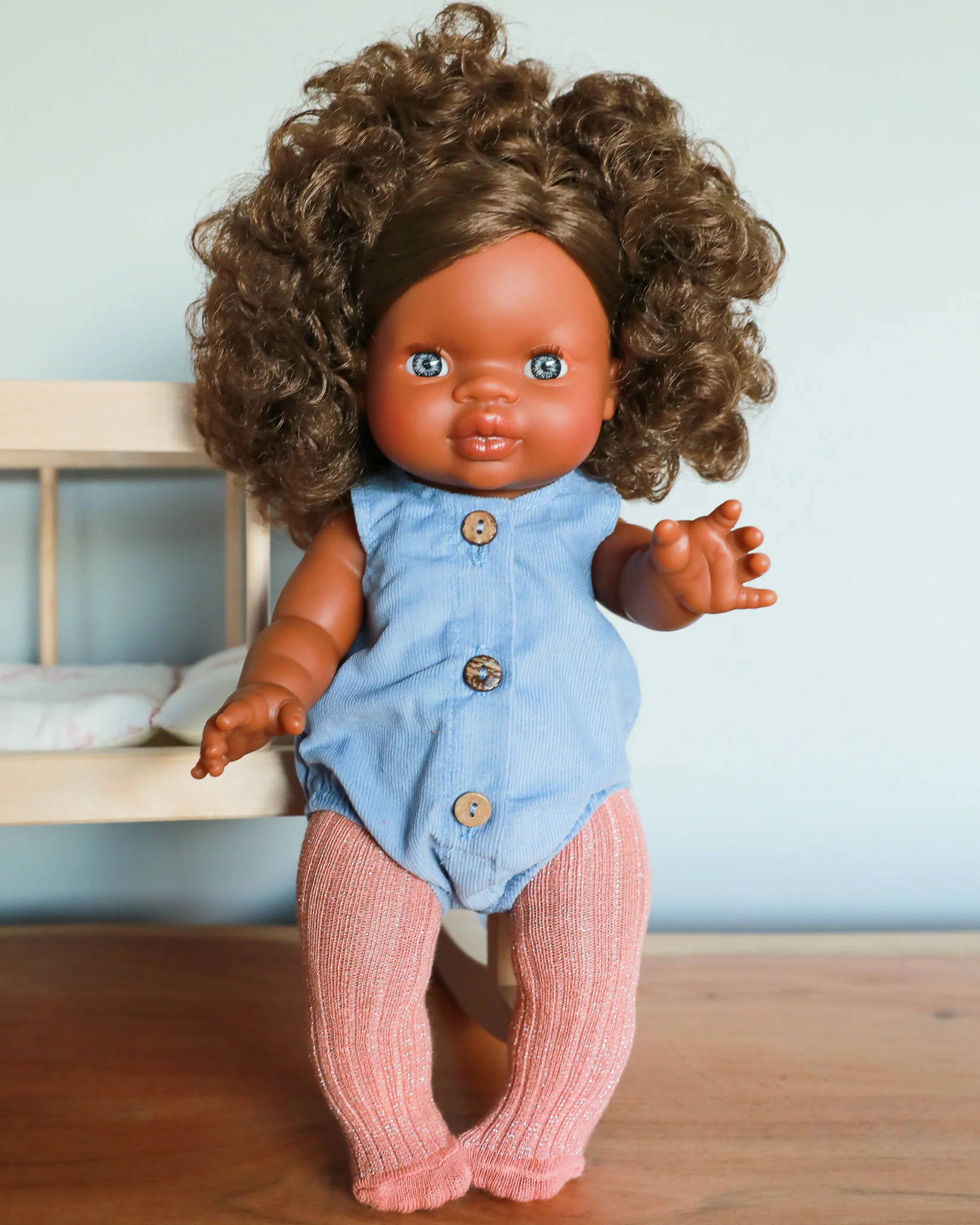 Minikane Doll Clothes | Doll Tights - Rose/Off-white Glitter (pair of 2) - Image 8