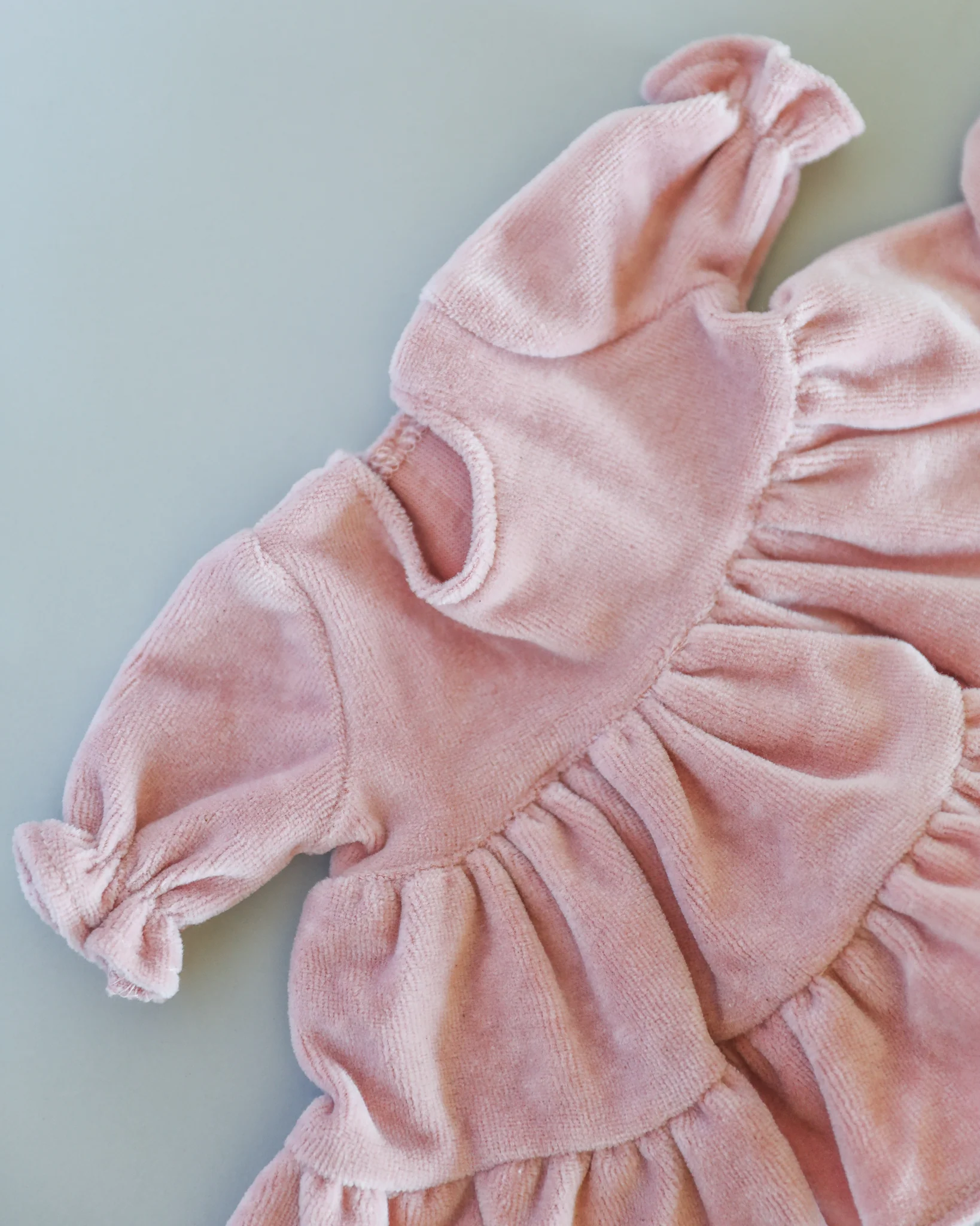 Minikane Doll Clothes | Doll Velvet Dress - Dusty Pink - Image 2