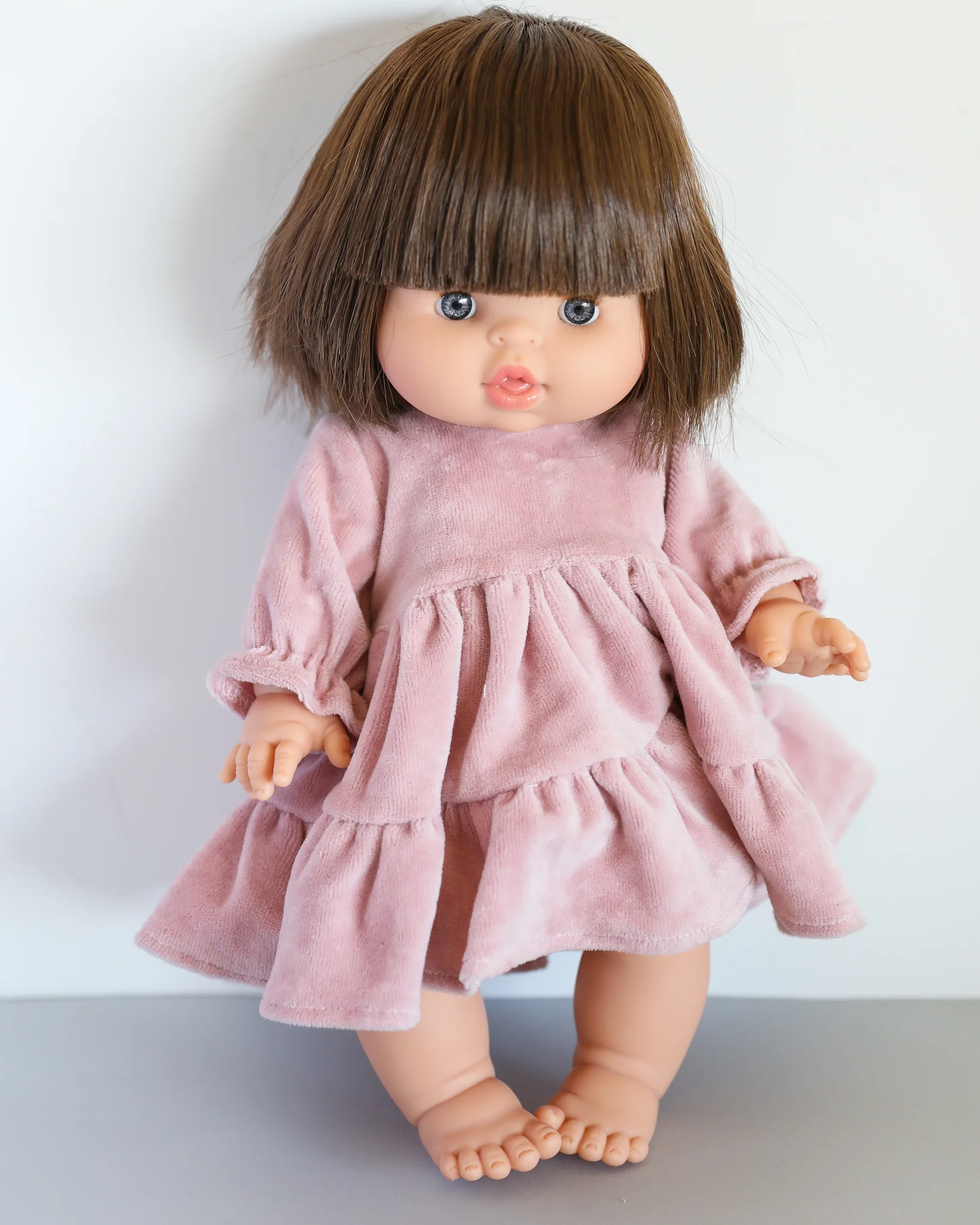 Minikane Doll Clothes | Doll Velvet Dress - Dusty Pink - Image 3