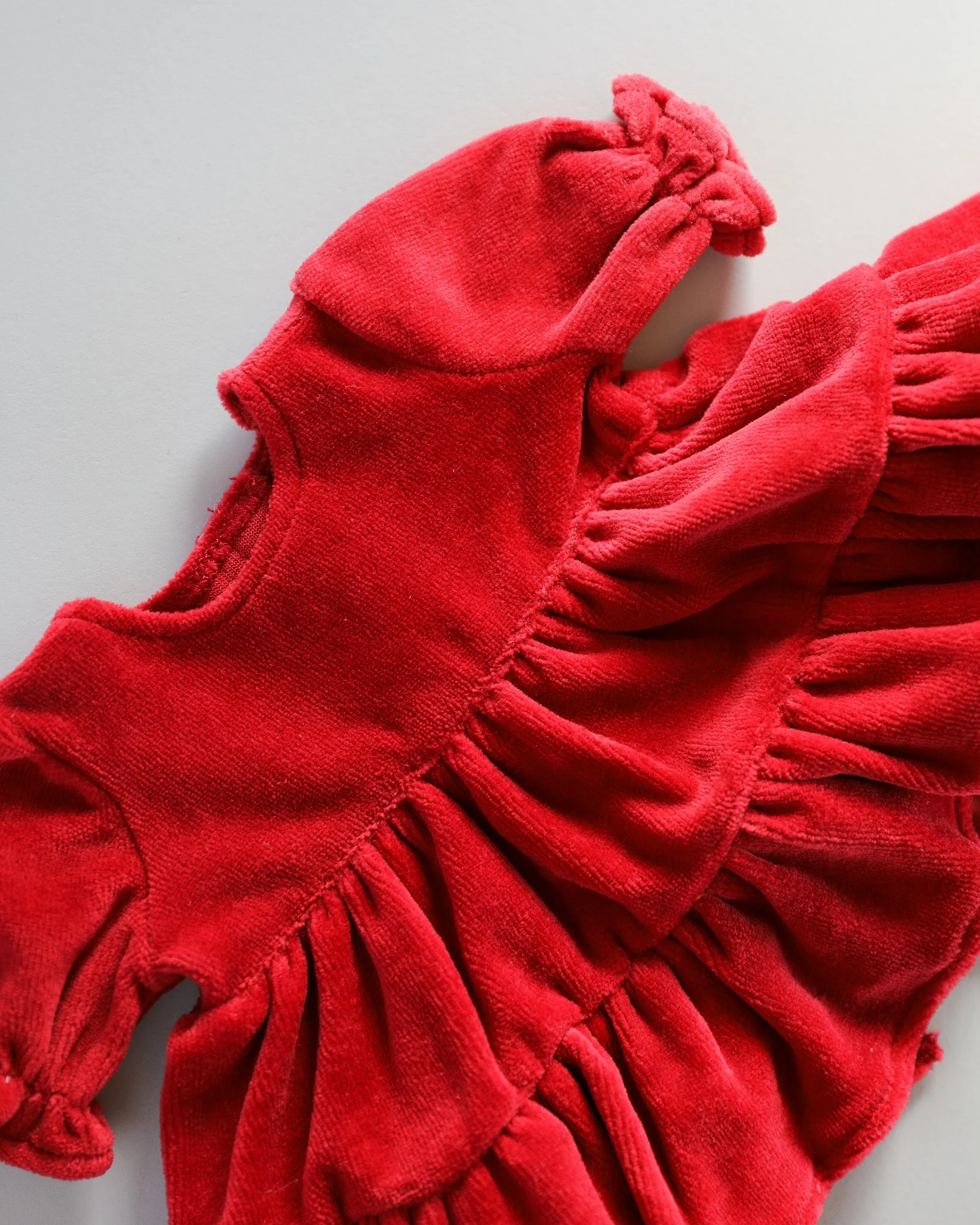 Minikane Doll Clothes | Doll Velvet Dress - Red - Image 3