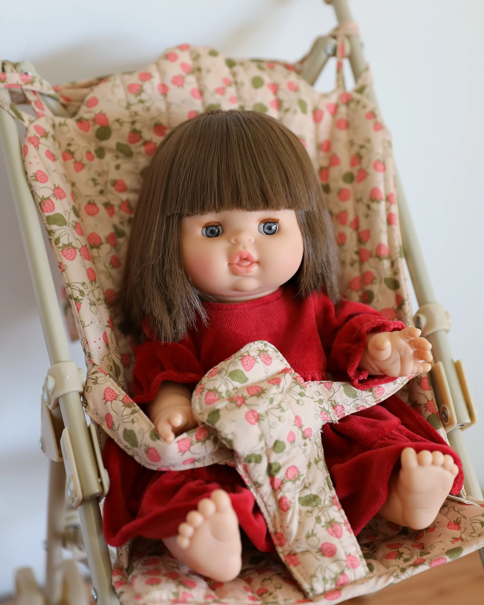 Minikane Doll Clothes | Doll Velvet Dress - Red - Image 7