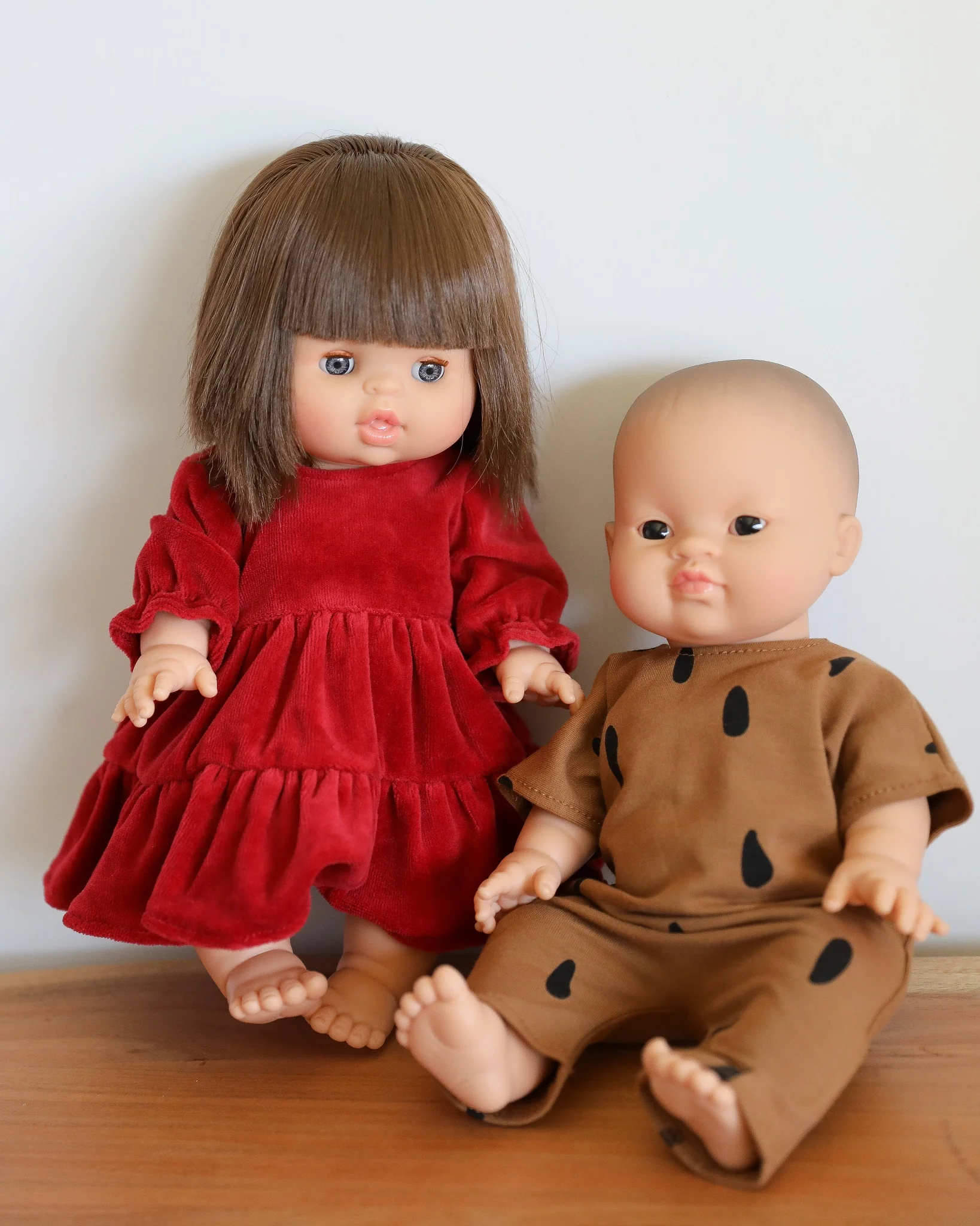 Minikane Doll Clothes | Doll Velvet Dress - Red - Image 8