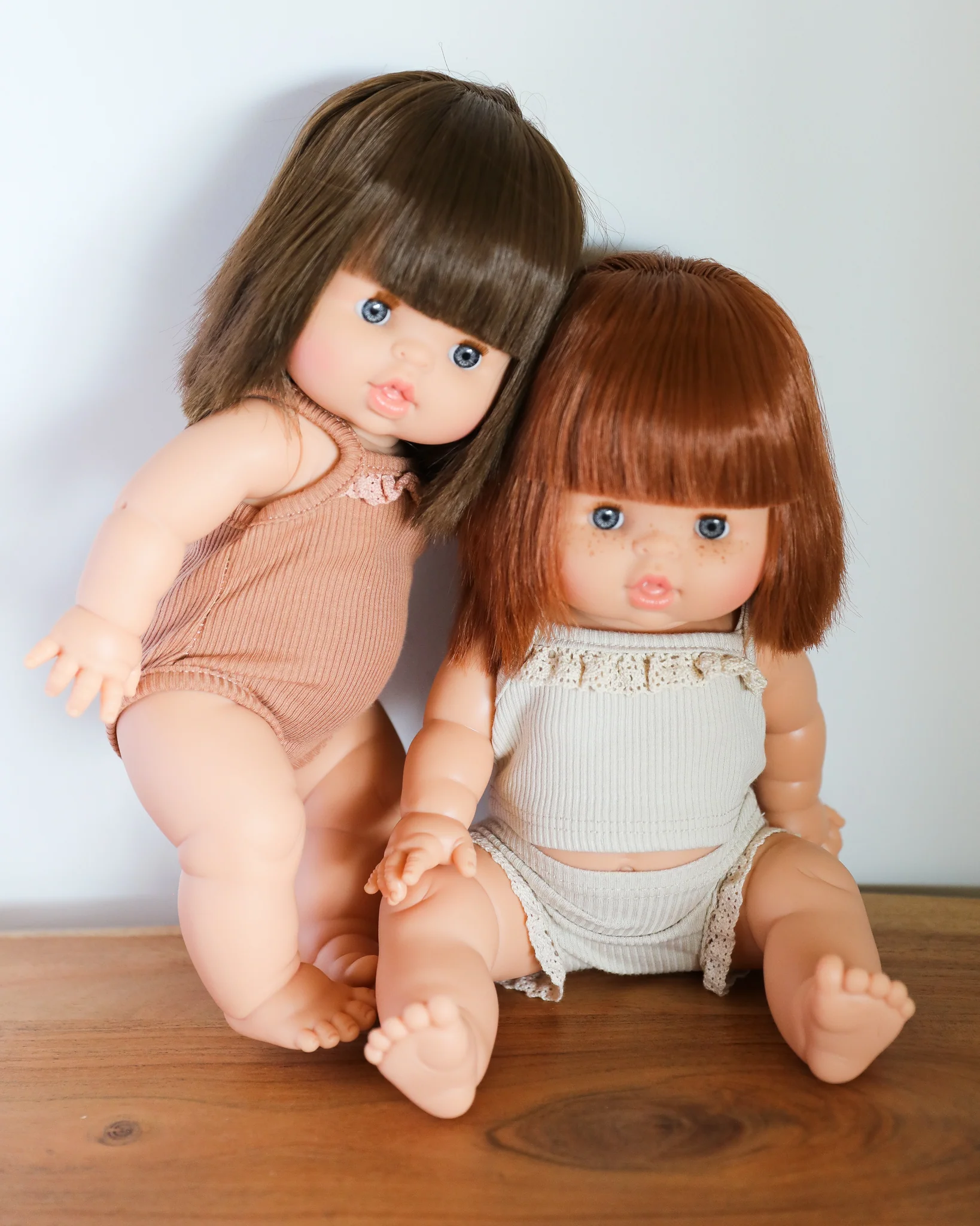 Minikane Doll Clothes | Sleeveless Ribbed Doll Onesie - Beige - Image 6