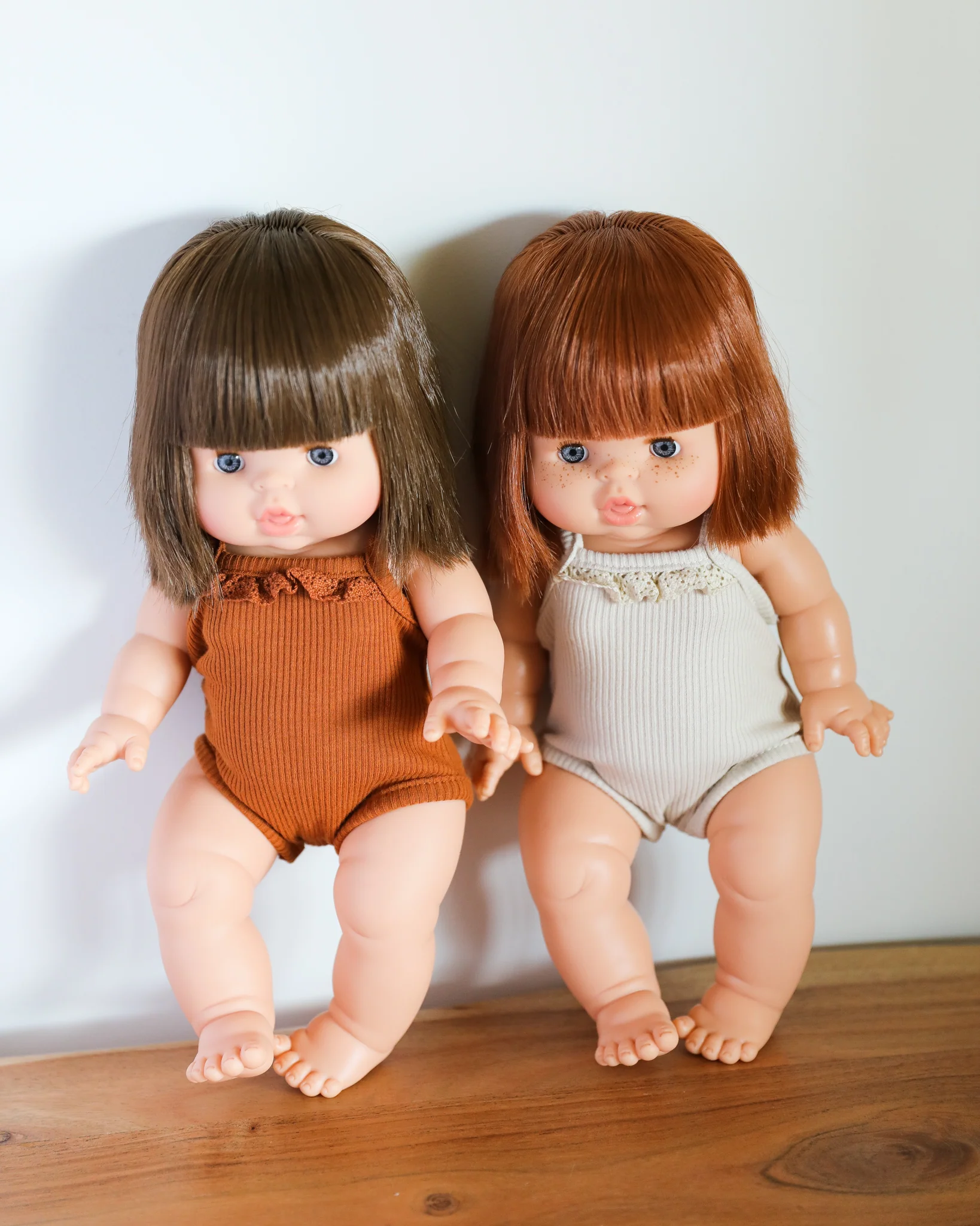 Minikane Doll Clothes | Baby Girl Doll Ribbed Cotton & Lace Bodysuit (Brown) - Image 5