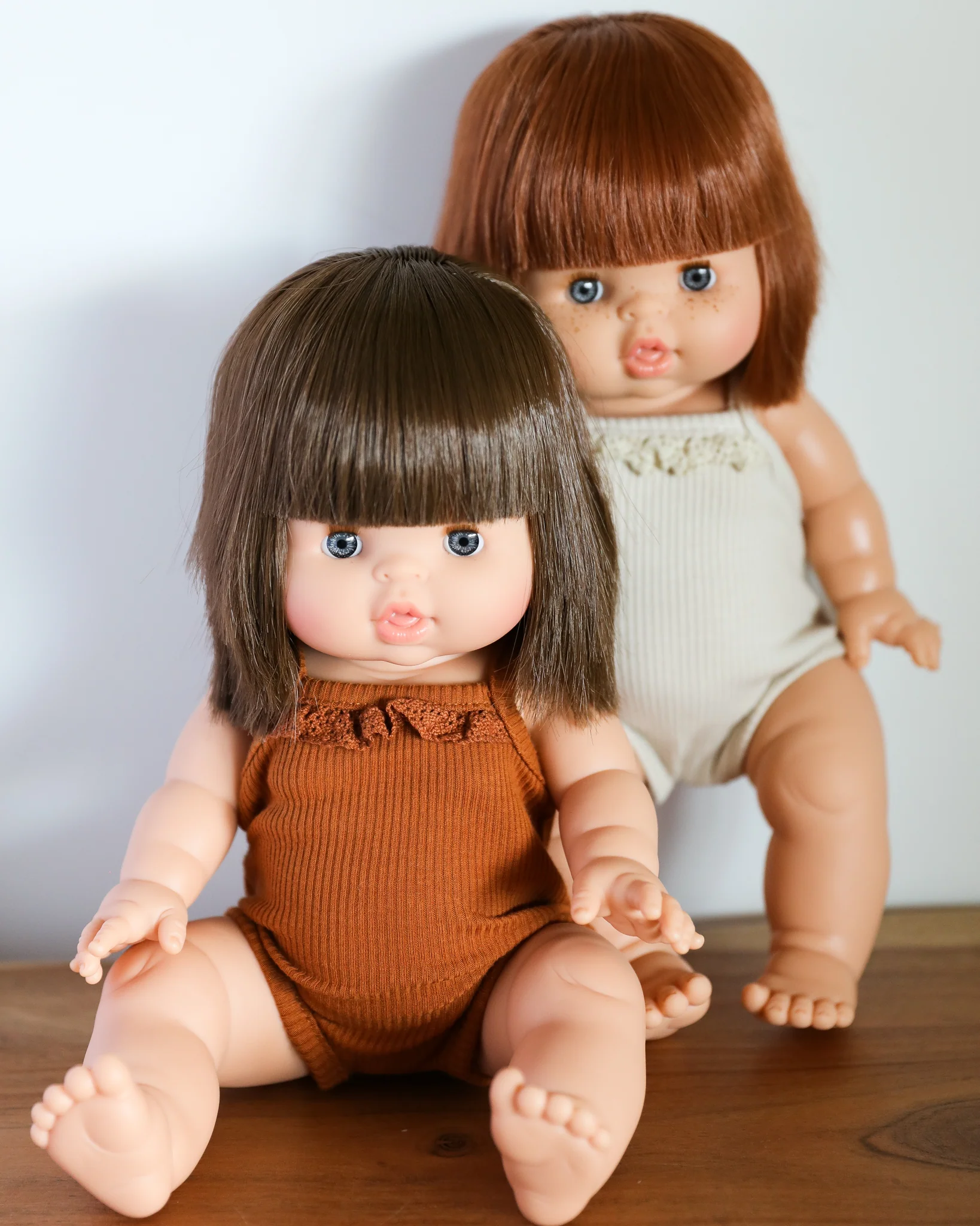 Minikane Doll Clothes | Baby Girl Doll Ribbed Cotton & Lace Bodysuit (Brown) - Image 7