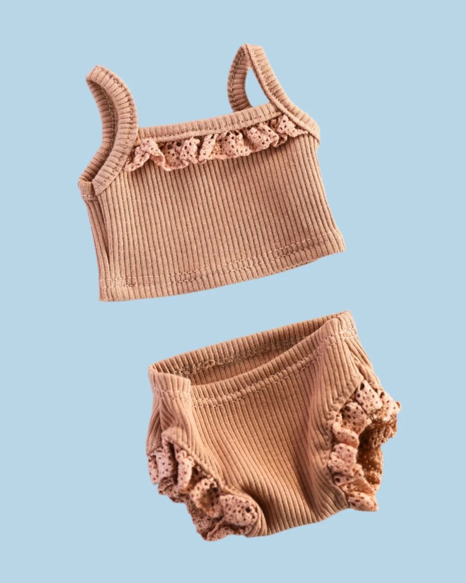 Minikane Doll Clothes | Ribbed Two-Piece Doll Outfit - Brown Sugar - Image 4