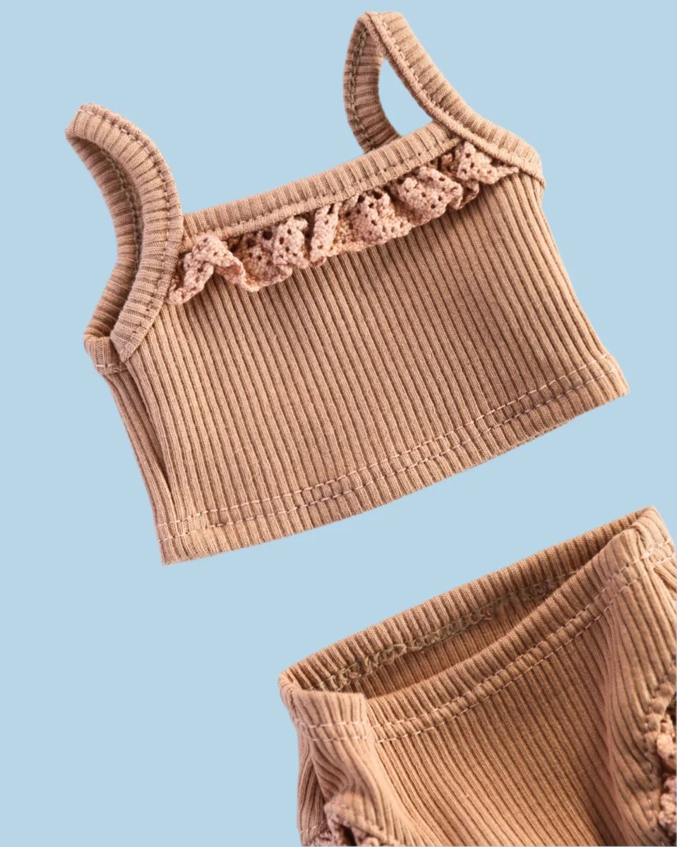 Minikane Doll Clothes | Ribbed Two-Piece Doll Outfit - Brown Sugar - Image 5
