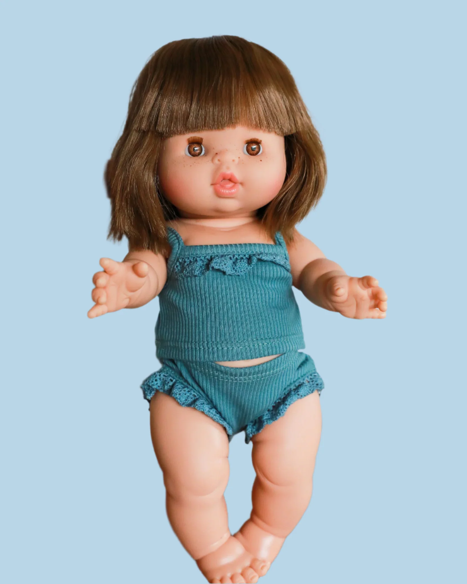 Minikane Doll Clothes | Ribbed Two-Piece Doll Outfit - Teal - Image 3