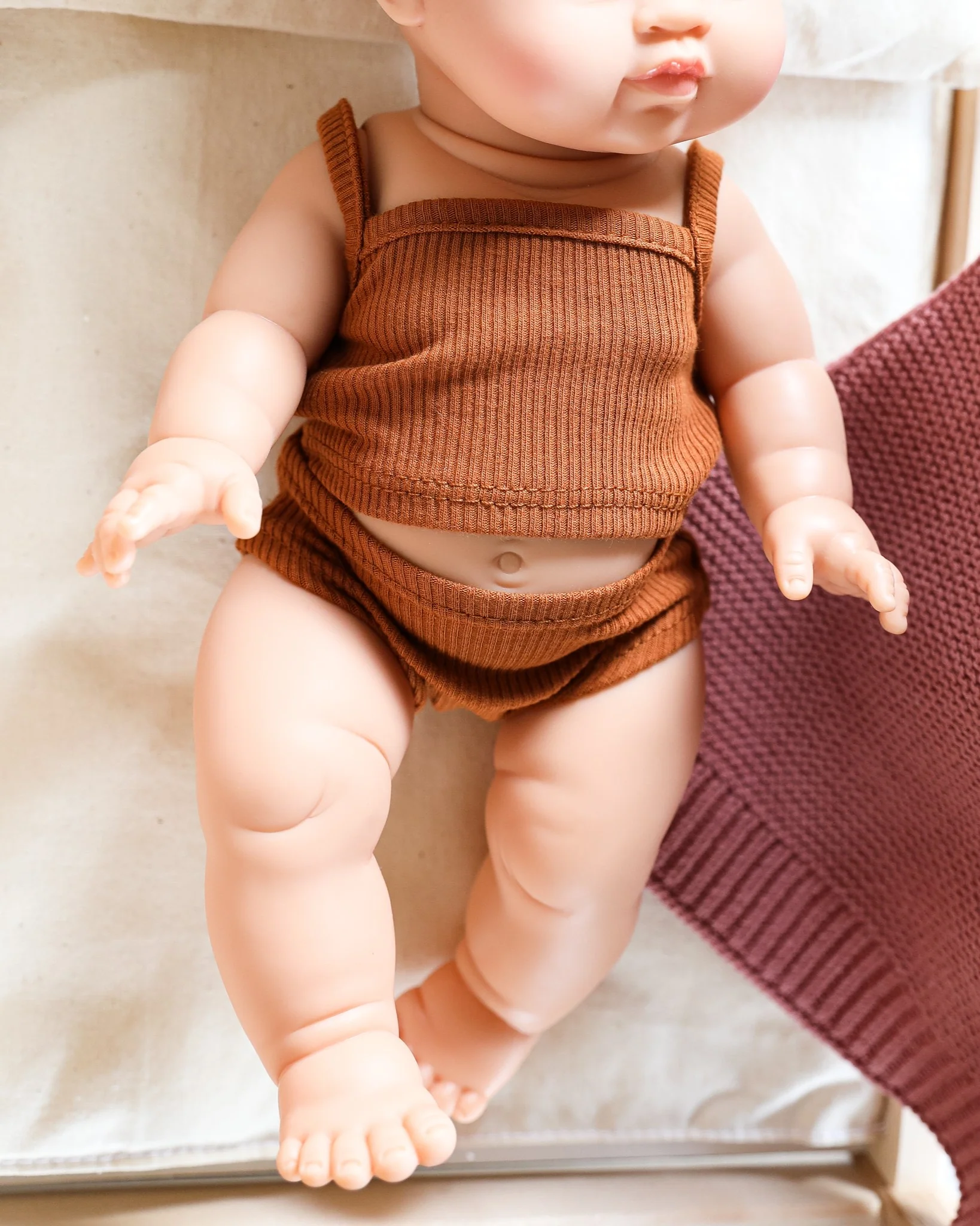 Minikane Doll Clothes | Baby Girl Doll Underwear Set (Brown) - Image 2