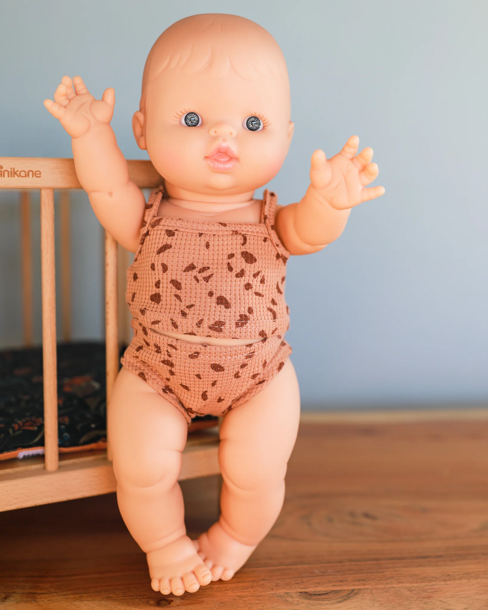 Minikane Doll Clothes | Two-Piece Underwear Doll Outfit - Brown Pebbles - Image 2