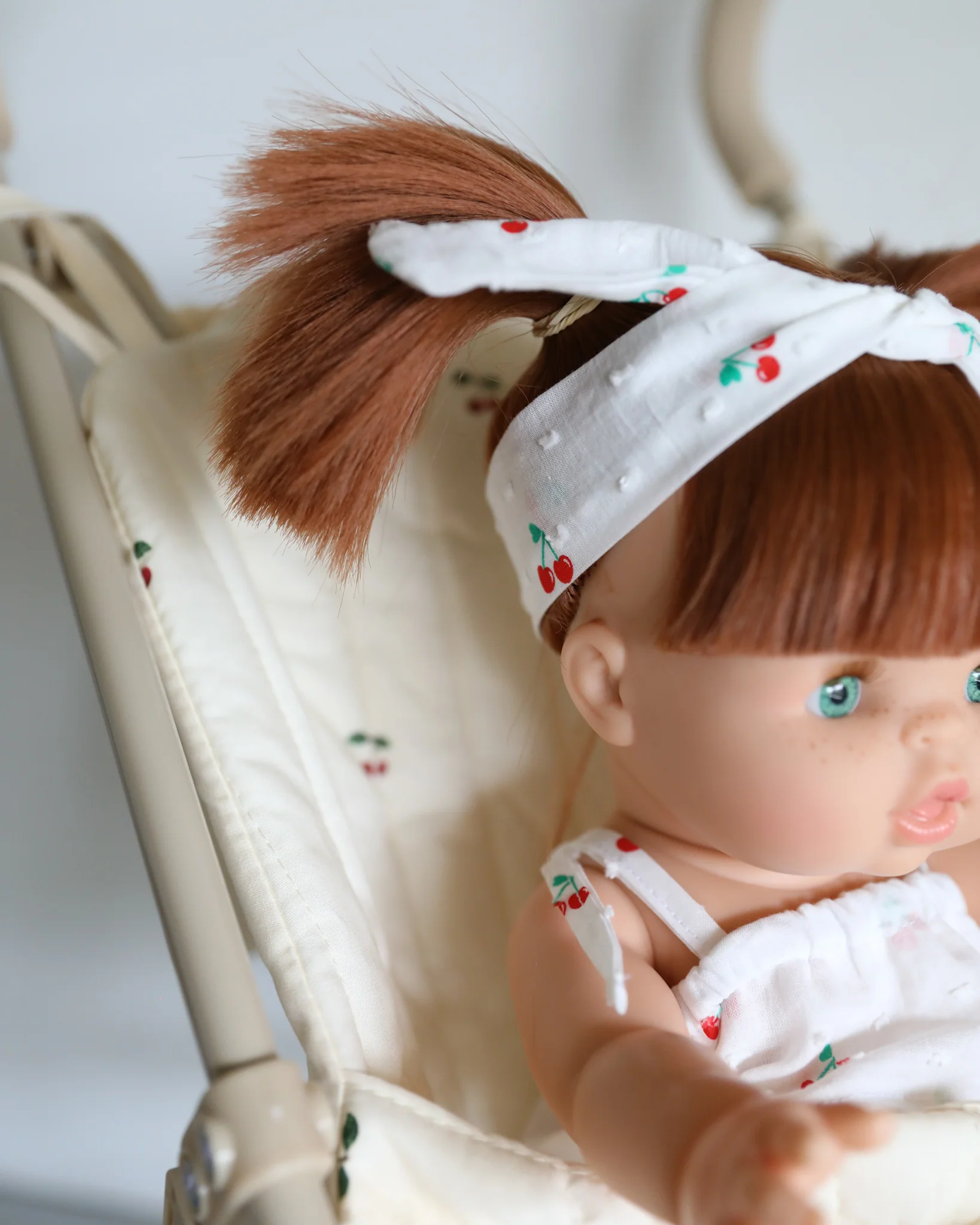 Minikane Doll Clothes | Cherry Romper with Headband - Image 4