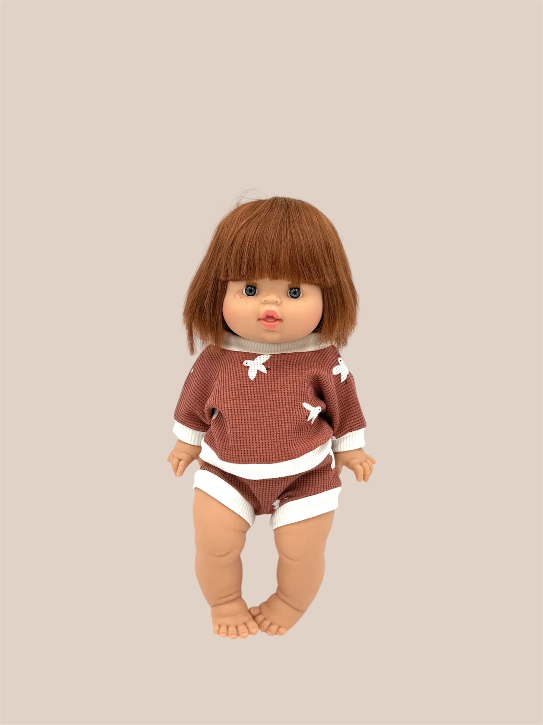Minikane Doll Clothes | Cotton Waffle Short Set - Dove Whisper - Image 2