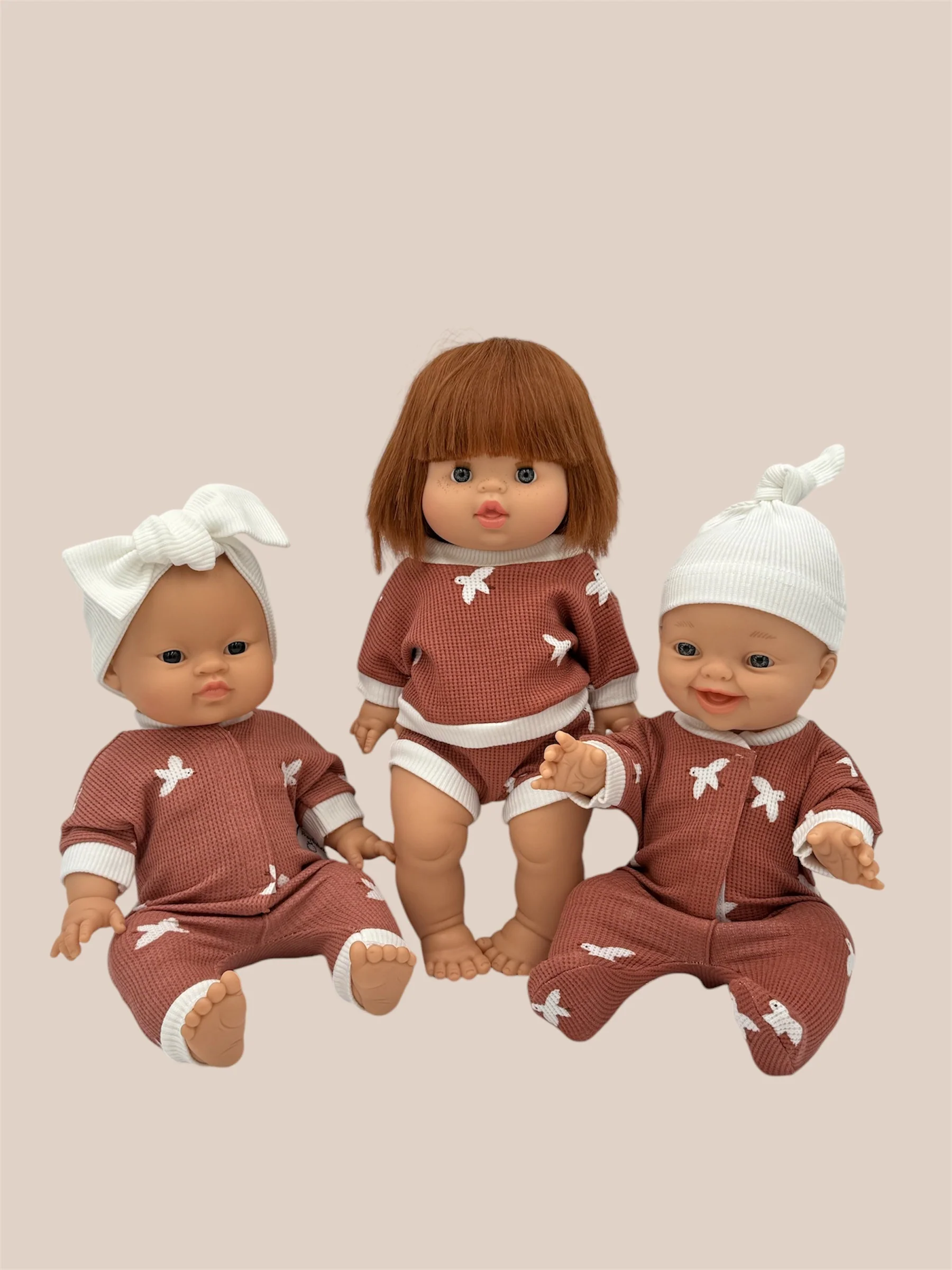 Minikane Doll Clothes | Cotton Waffle Short Set - Dove Whisper - Image 3