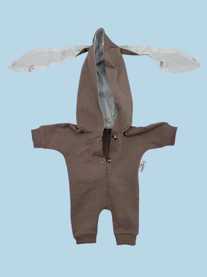 Minikane Doll Clothes | Doll Bodysuit - Taupe Bunny (11" & 13" dolls) - Image 2
