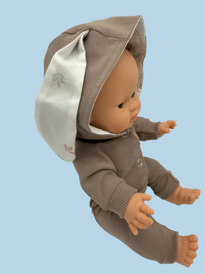 Minikane Doll Clothes | Doll Bodysuit - Taupe Bunny (11" & 13" dolls) - Image 3