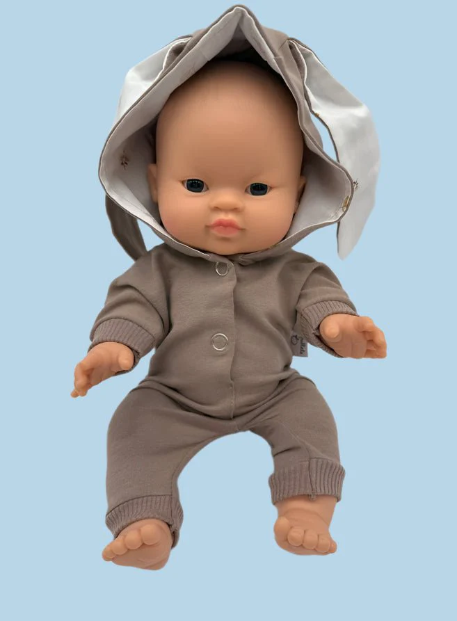 Minikane Doll Clothes | Doll Bodysuit - Taupe Bunny (11" & 13" dolls) - Image 4