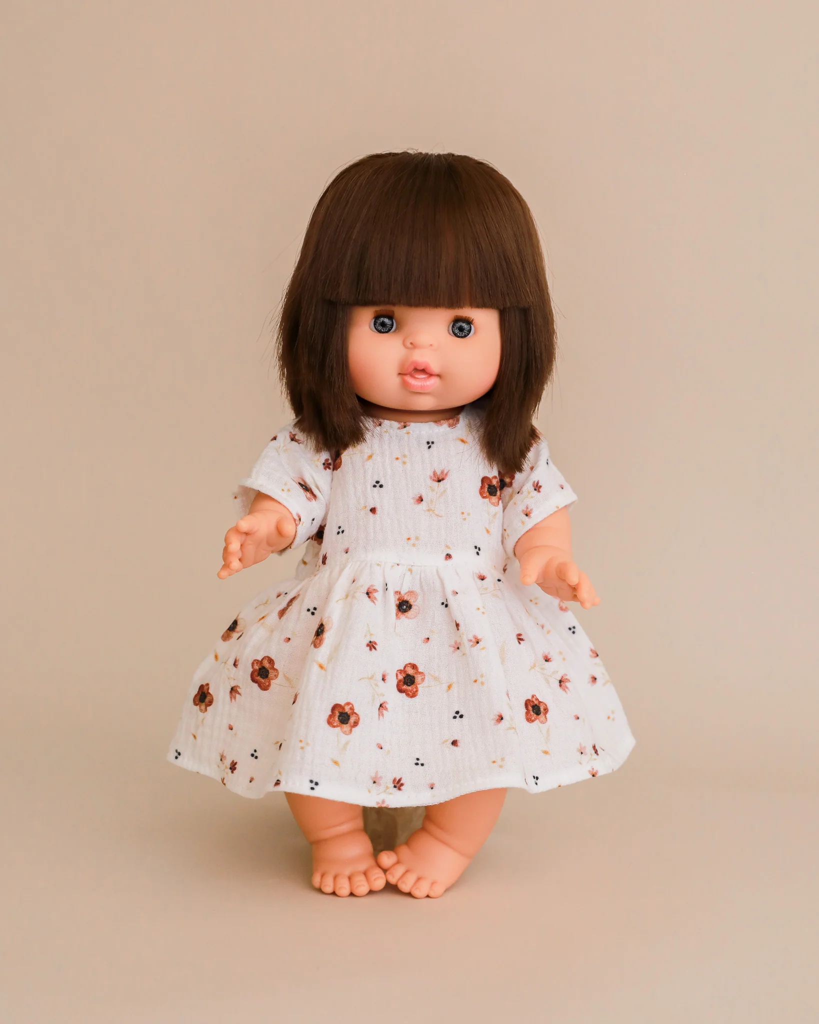 Minikane Doll Clothes | Doll Muslin Dress - Brown Flowers - Image 2