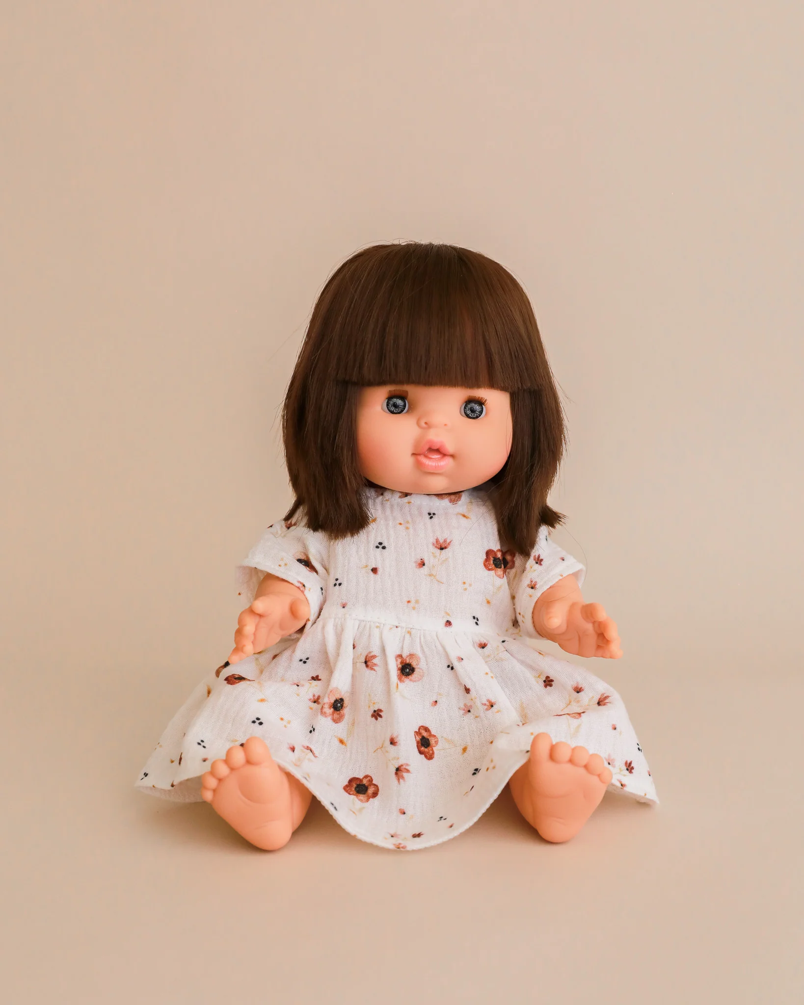 Minikane Doll Clothes | Doll Muslin Dress - Brown Flowers - Image 5