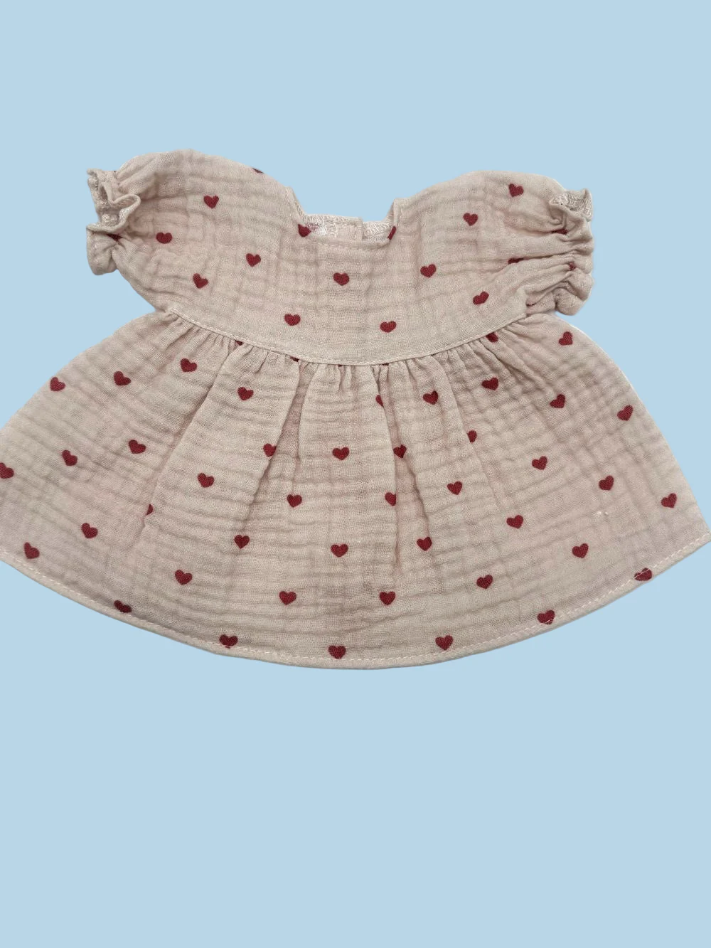 Minikane Doll Clothes | Doll Muslin Dress - Dreamy Mauve Hearts (11" & 13" dolls) - Image 3