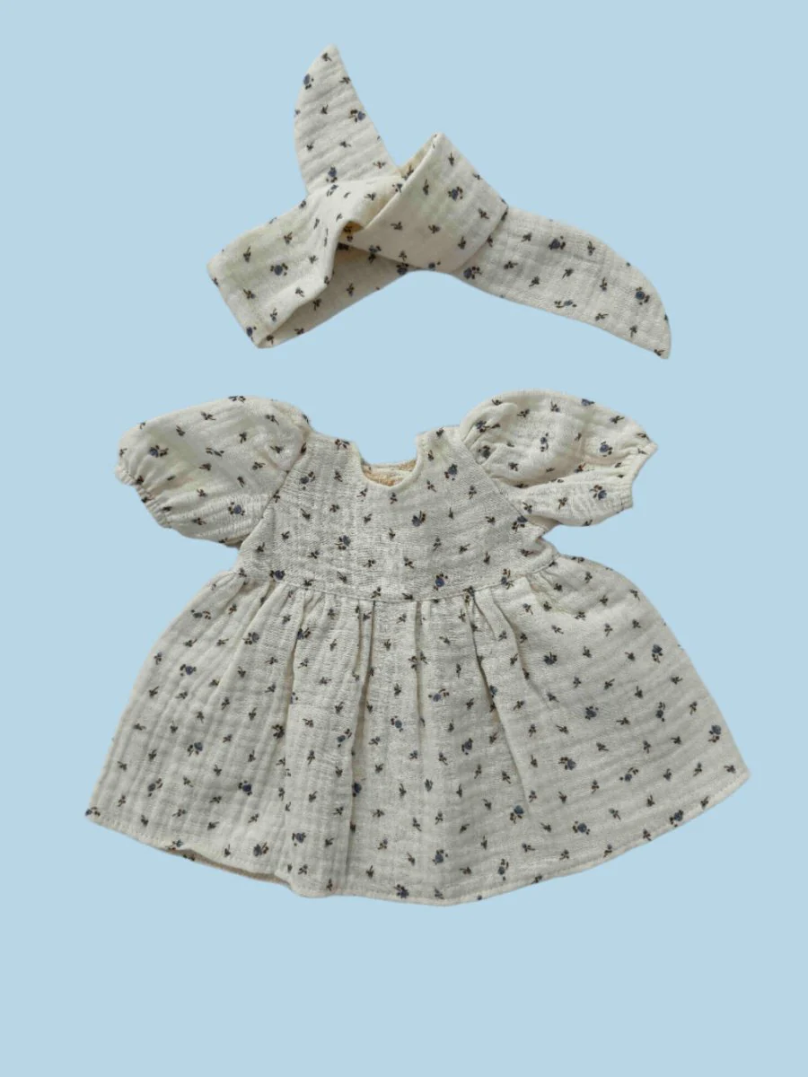 Minikane Doll Clothes | Doll Muslin Dress w/ Headband - Bluebell Meadow (11" & 13" dolls) - Image 2