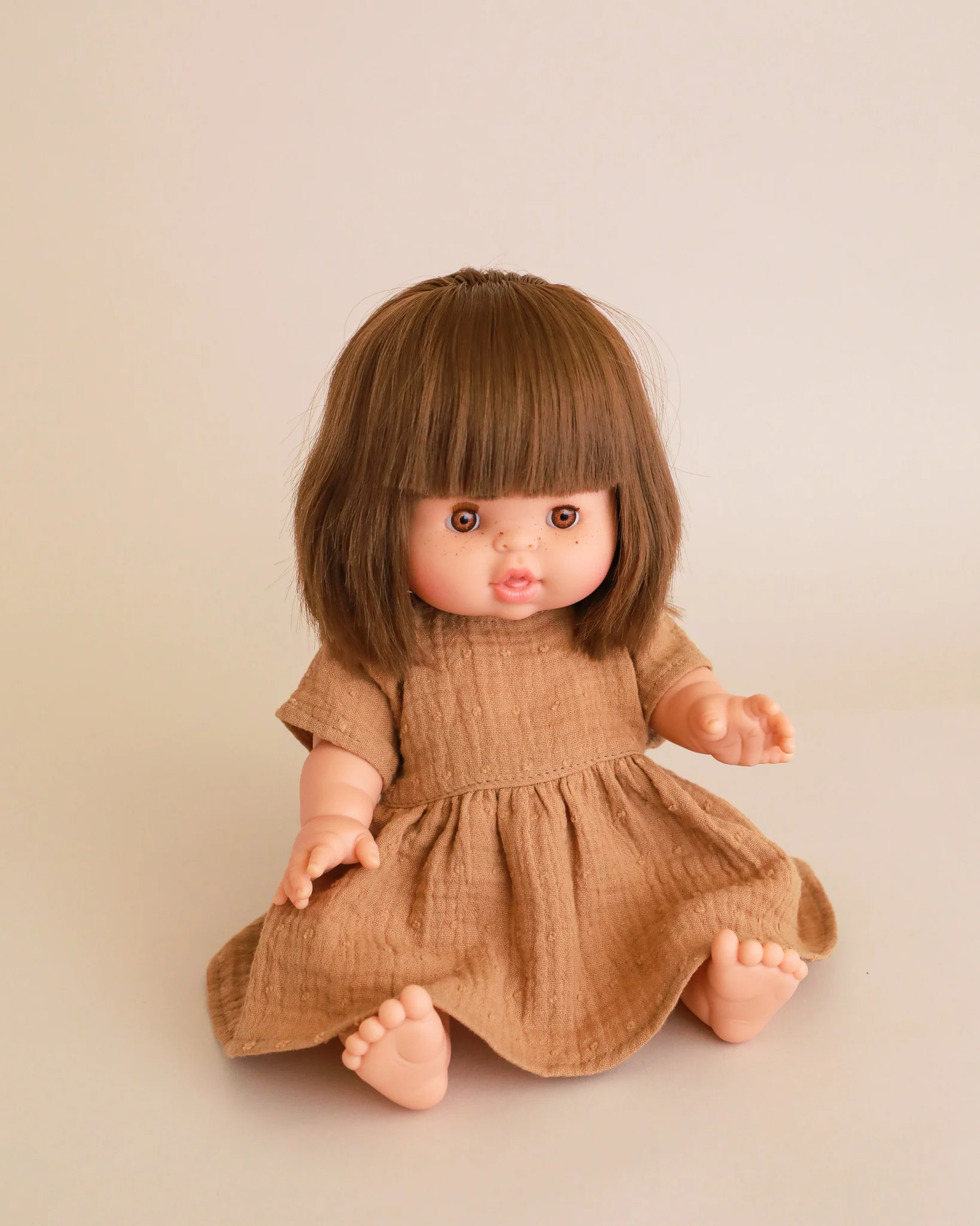 Minikane Doll Clothes | Doll Muslin Dress - Toffee - Image 4