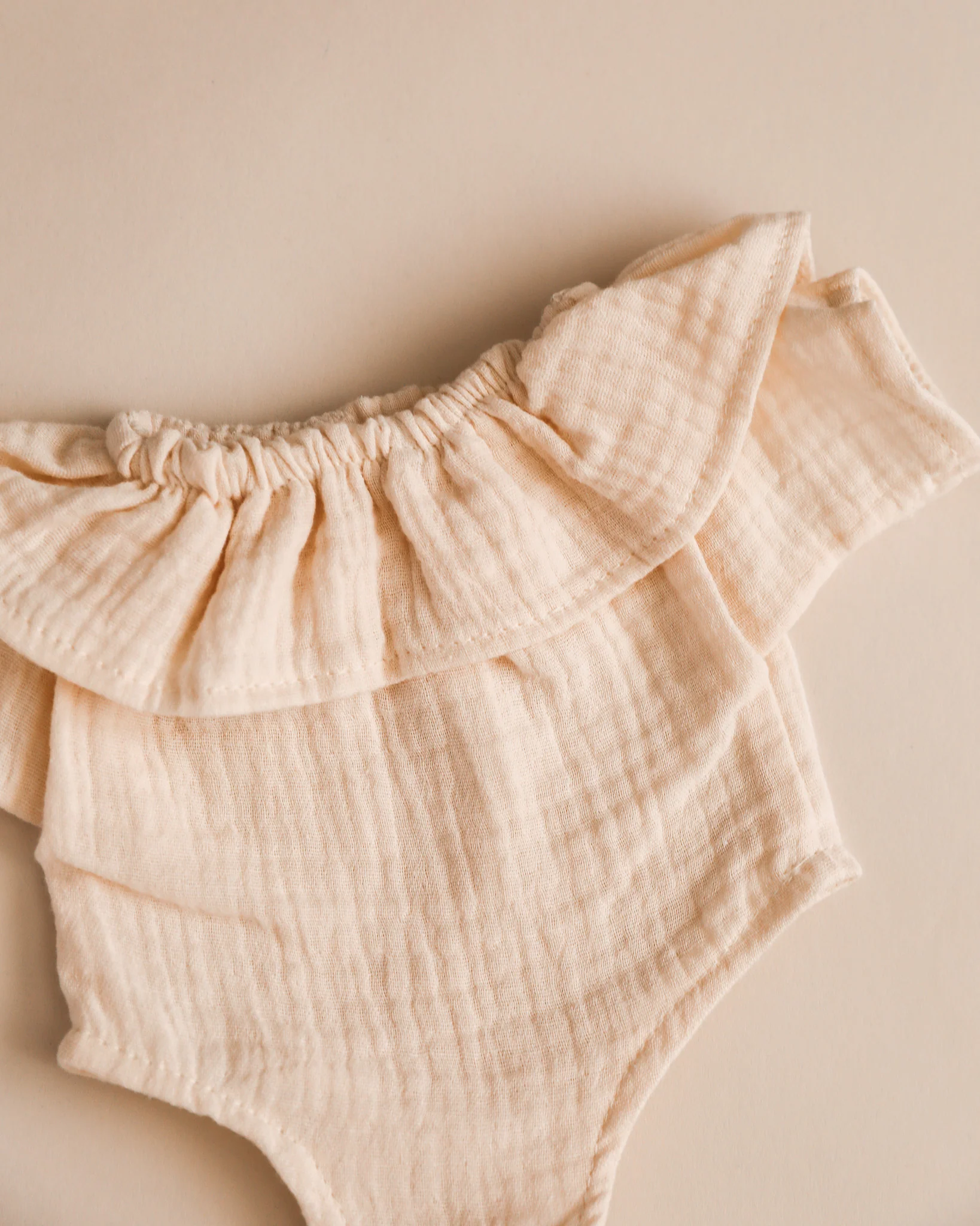 Minikane Doll Clothes | Doll Muslin Romper - Beige - Image 3
