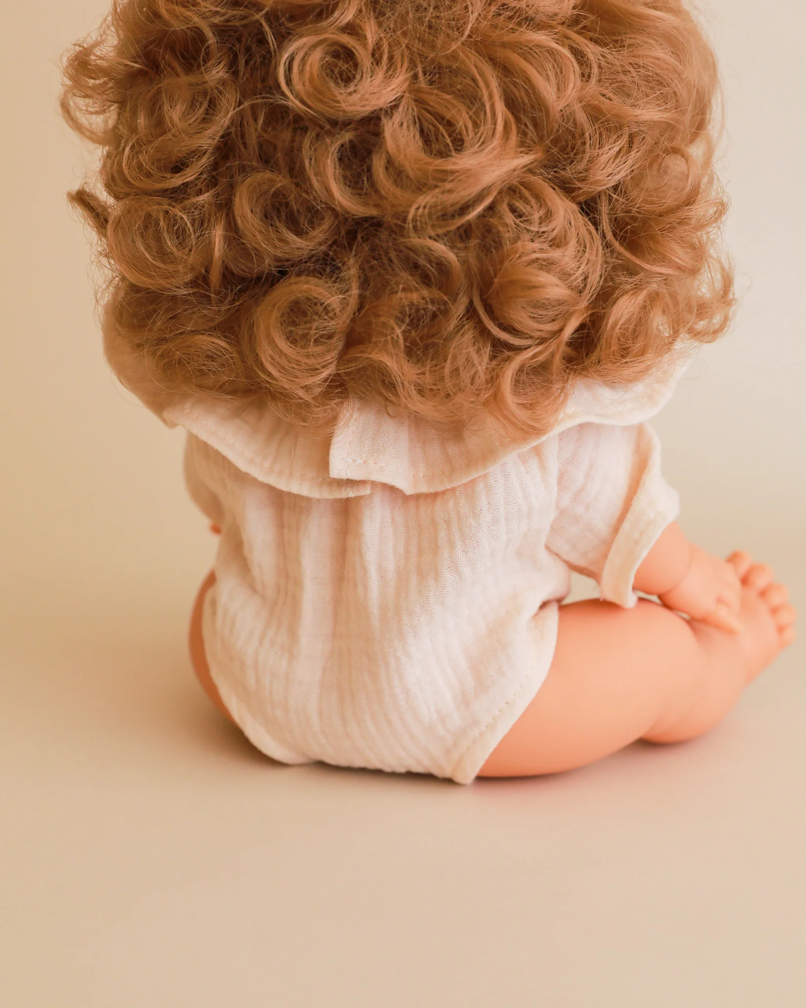 Minikane Doll Clothes | Doll Muslin Romper - Beige - Image 7