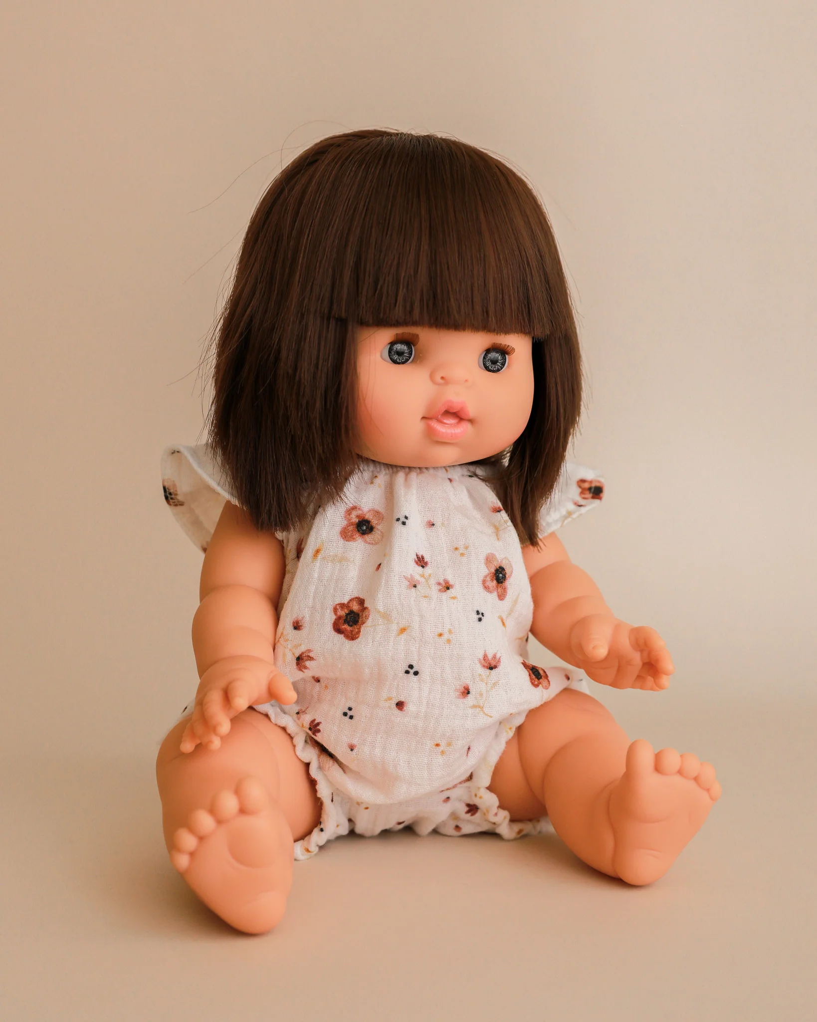 Minikane Doll Clothes | Doll Muslin Romper - Brown Flowers - Image 3