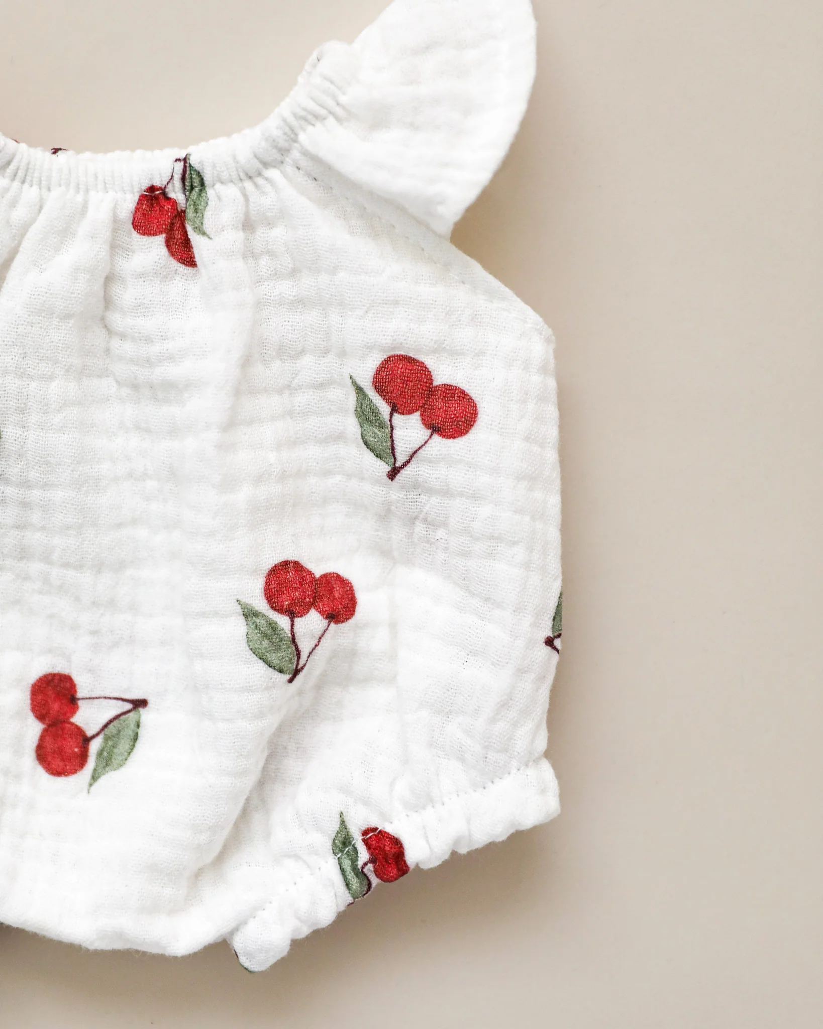 Minikane Doll Clothes | Doll Muslin Romper - Cherries - Image 4