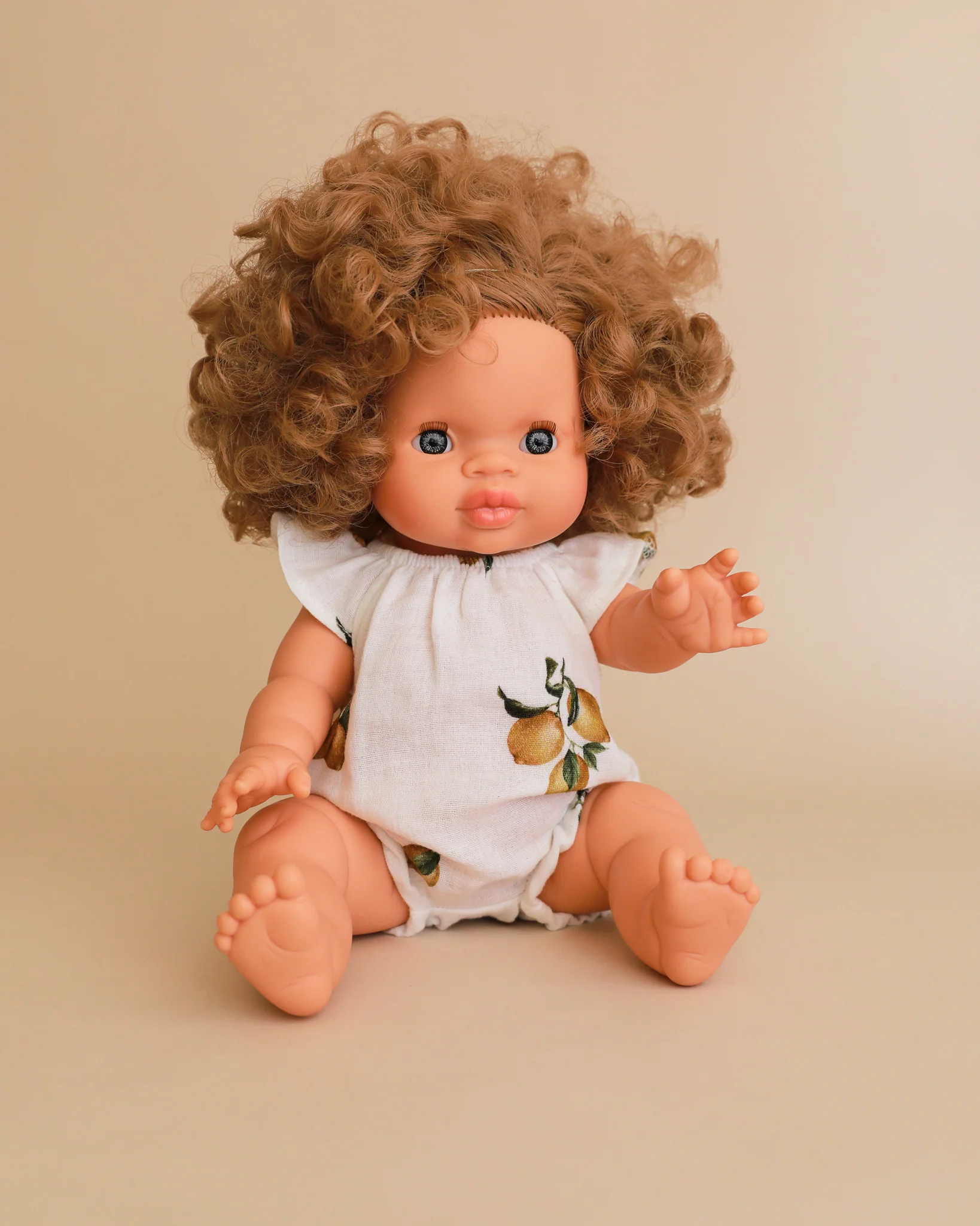 Minikane Doll Clothes | Doll Muslin Romper - Retro Lemons - Image 3
