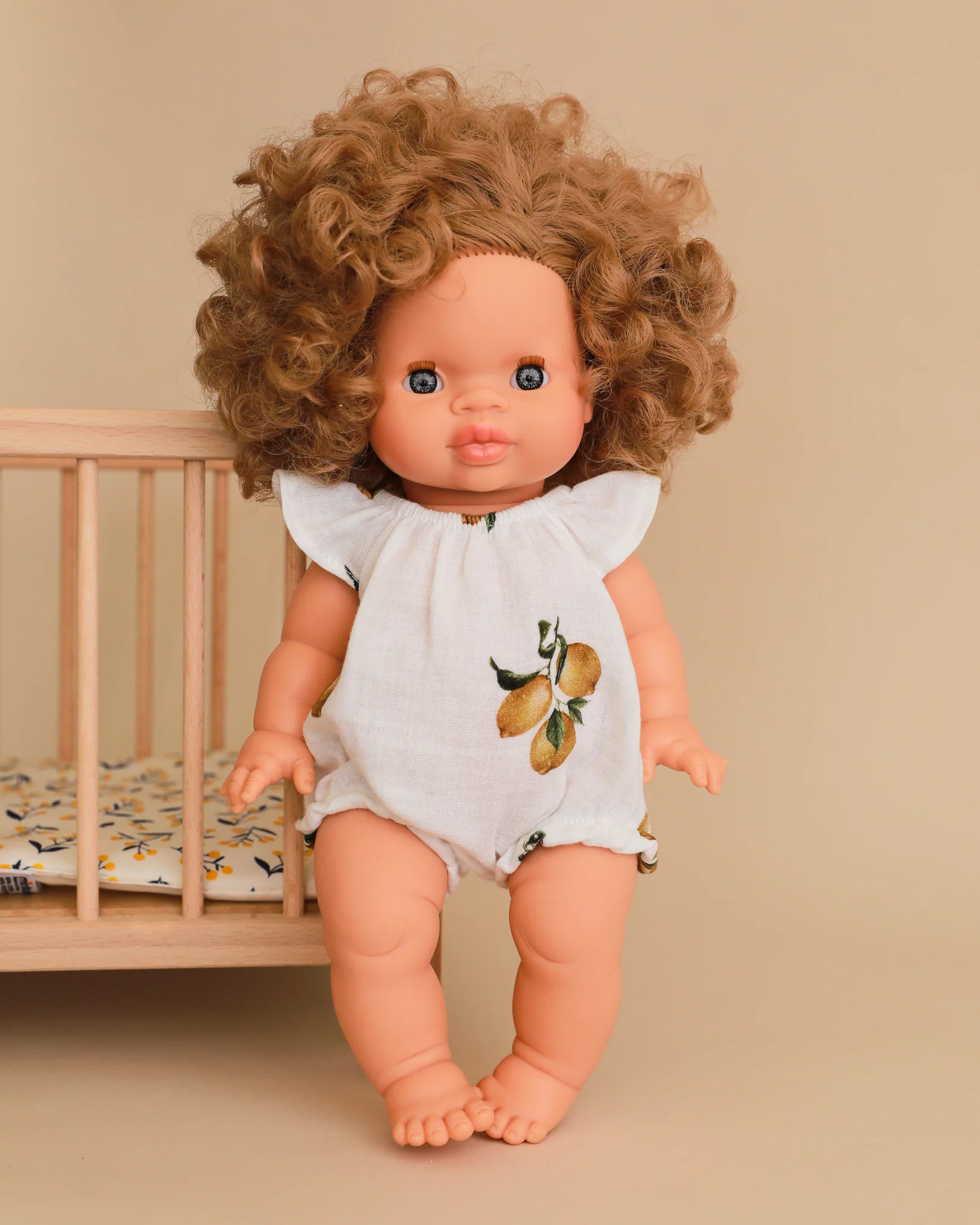 Minikane Doll Clothes | Doll Muslin Romper - Retro Lemons - Image 5