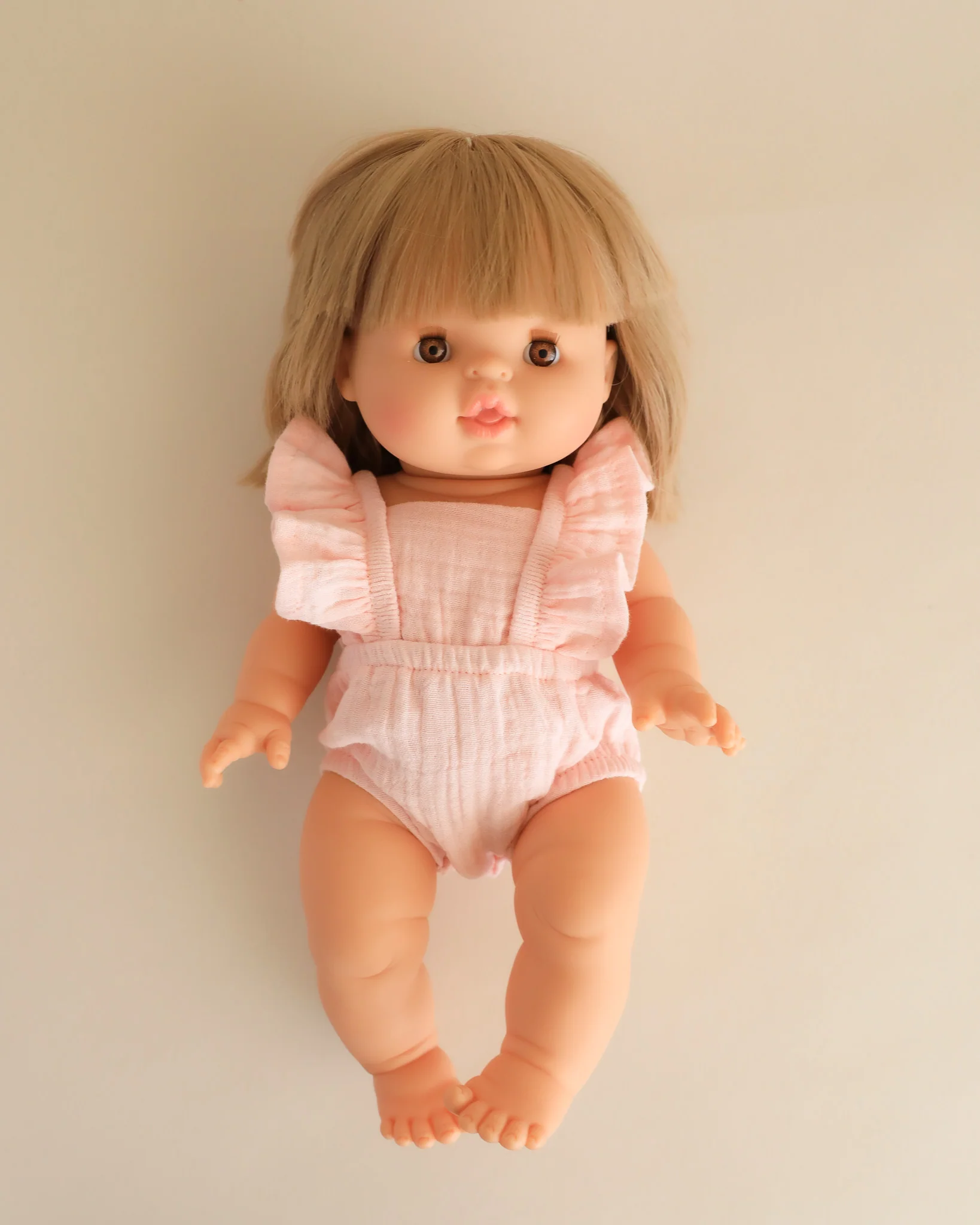 Minikane Doll Clothes | Doll Muslin Romper - Soft Pink - Image 2