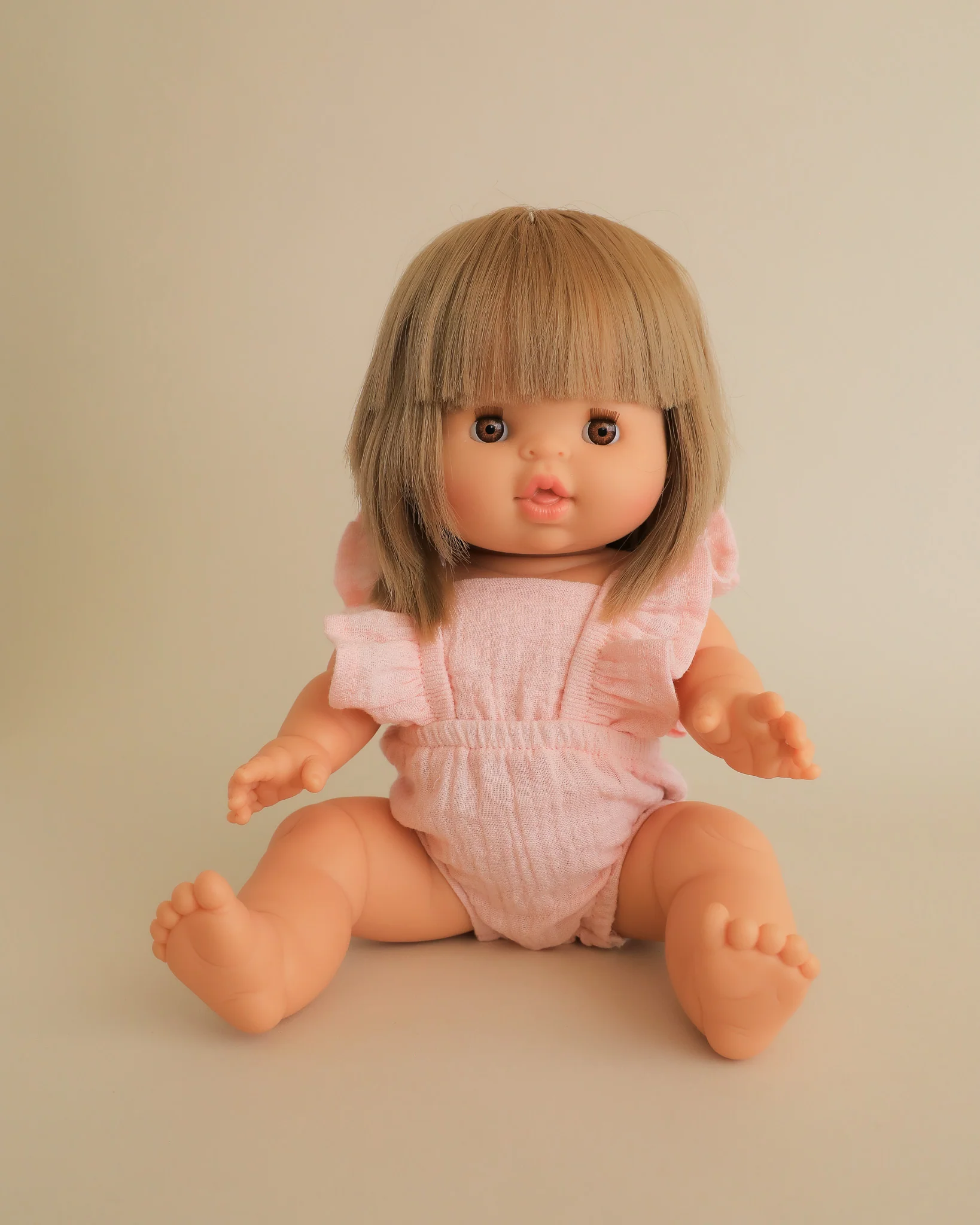 Minikane Doll Clothes | Doll Muslin Romper - Soft Pink - Image 3