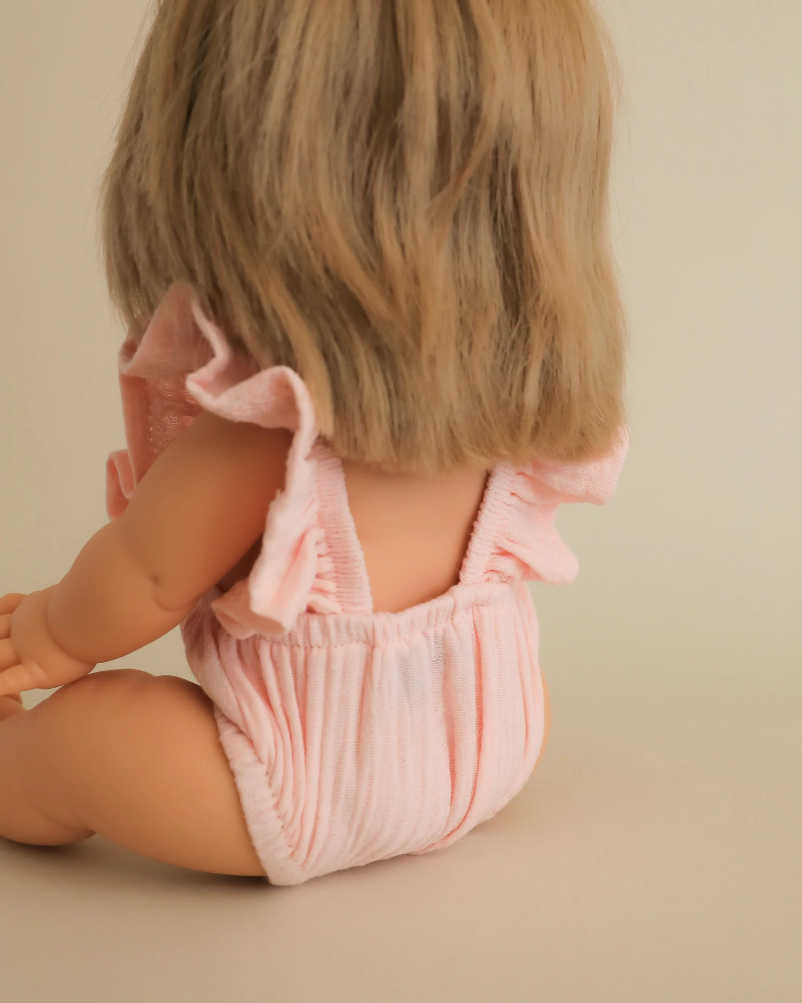 Minikane Doll Clothes | Doll Muslin Romper - Soft Pink - Image 4