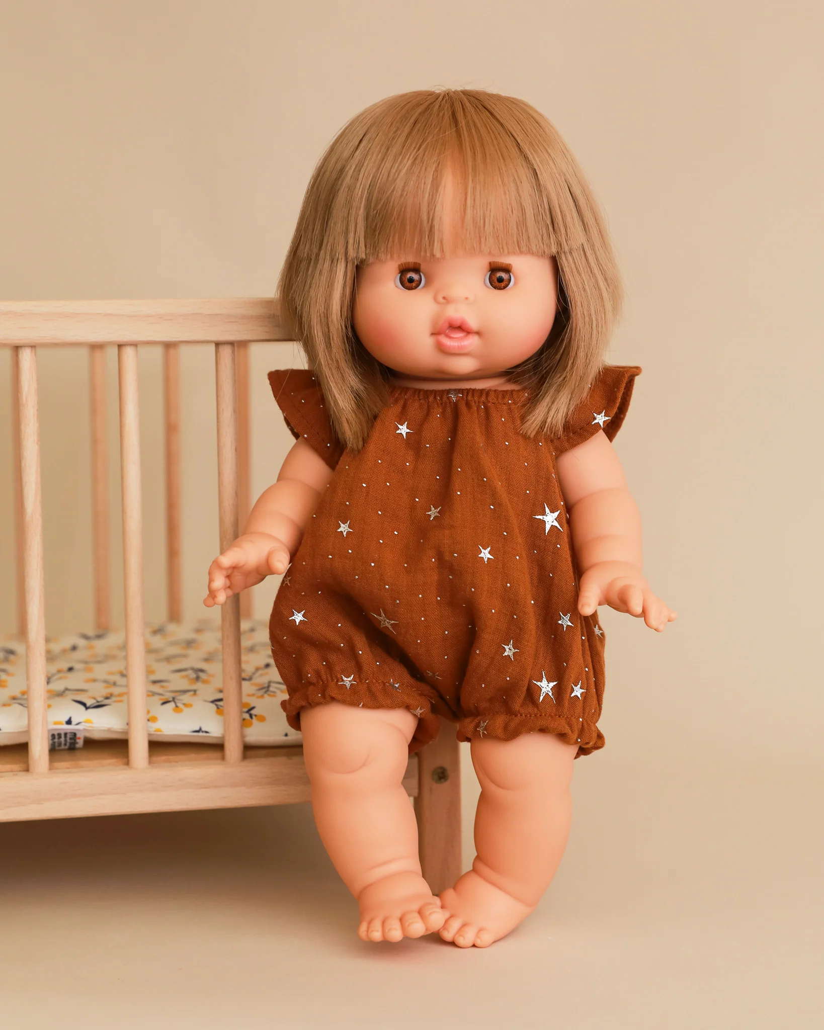 Minikane Doll Clothes | Doll Muslin Romper - Toffee Stars - Image 3