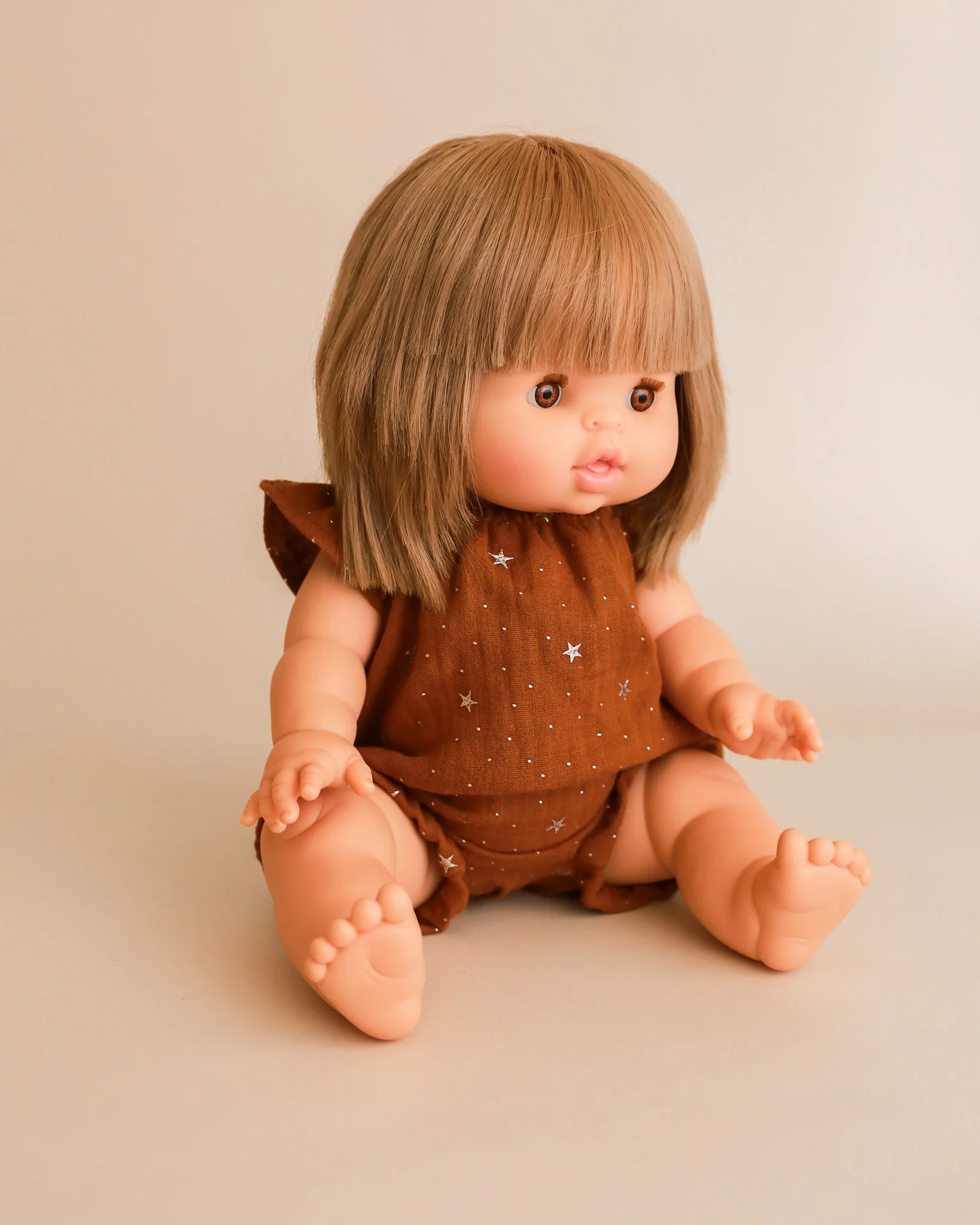 Minikane Doll Clothes | Doll Muslin Romper - Toffee Stars - Image 4